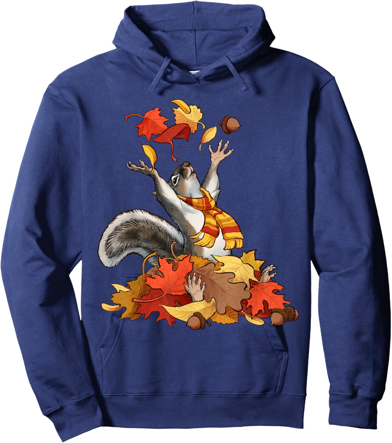 Cute Squirrel With Fall Leaves Autumn Animal Thanksgiving Hoodie - Hoodie | Navy