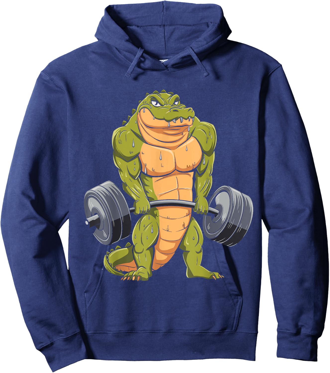 Funny Alligator Weightlifting Deadlift Fitness Gym Barbell Hoodie - Hoodie | Navy