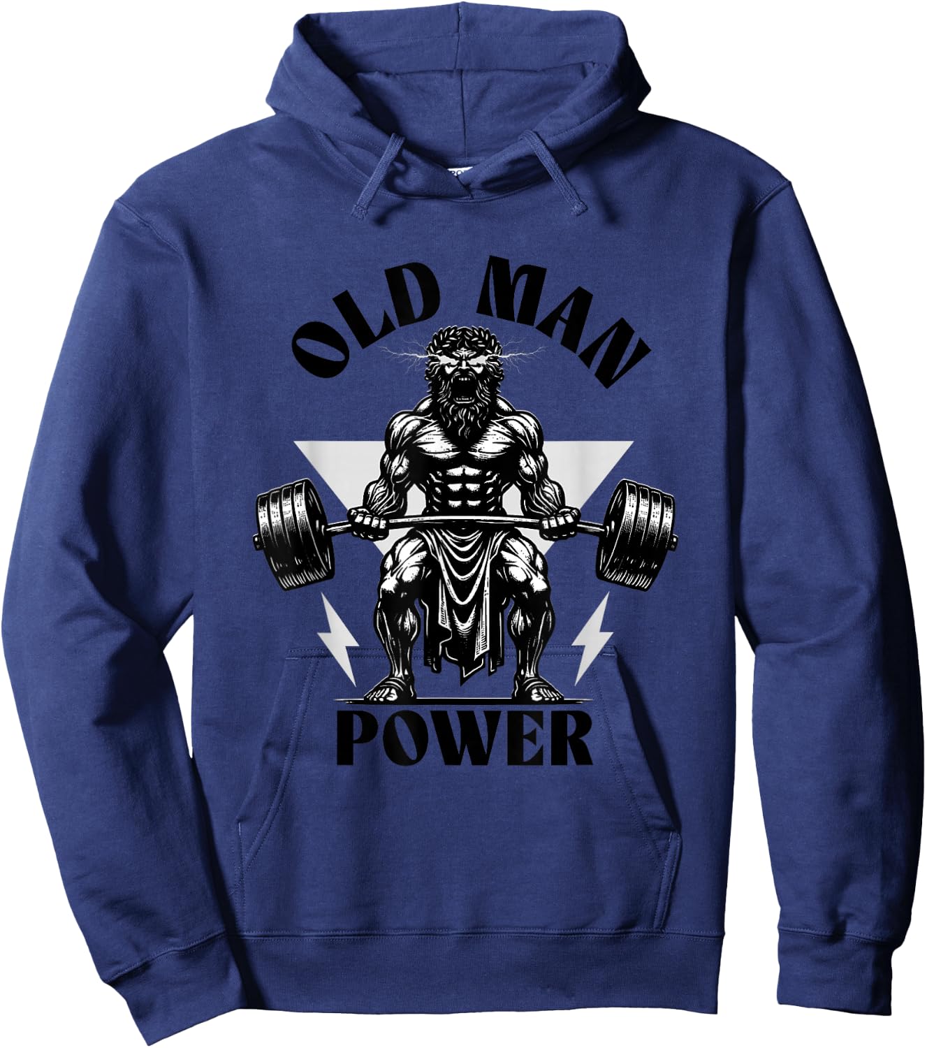 Old Man Power Weightlifter, Funny Fitness Gym Weights Hoodie - Hoodie | Navy