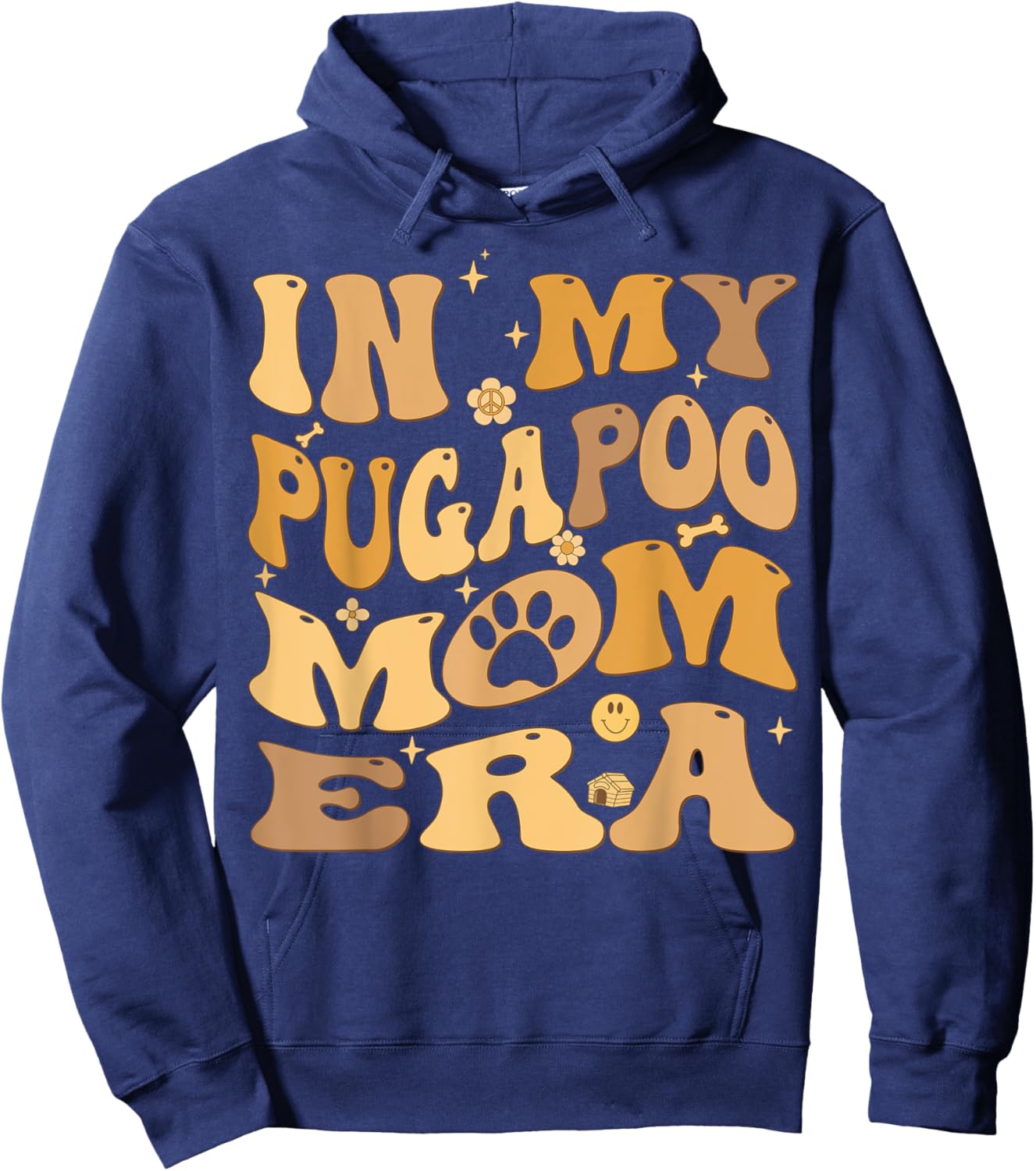 In My Pugapoo Mom Era Groovy Pugoodle Dog Women Kids Hoodie - Hoodie | Navy