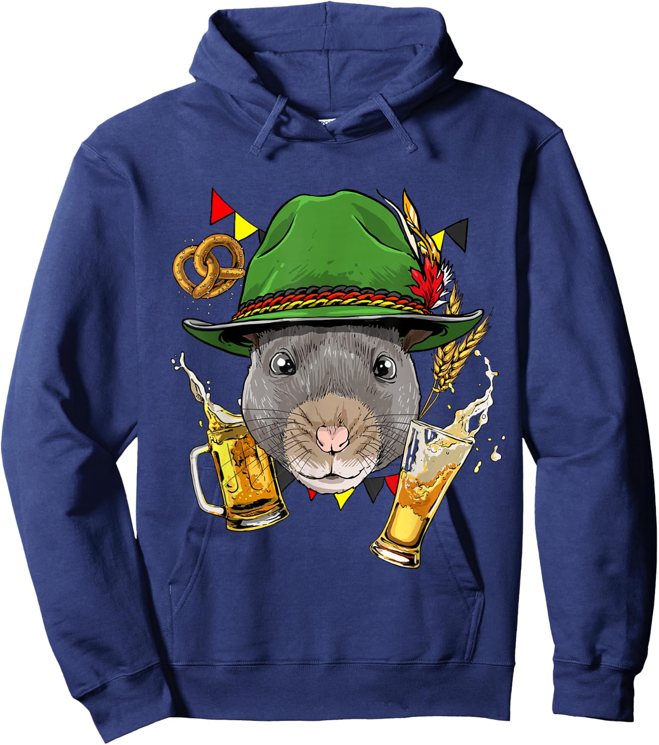 Rat Oktoberfest Lederhosen Costume Gift German Beer Fest Hoodie - Hoodie | Navy