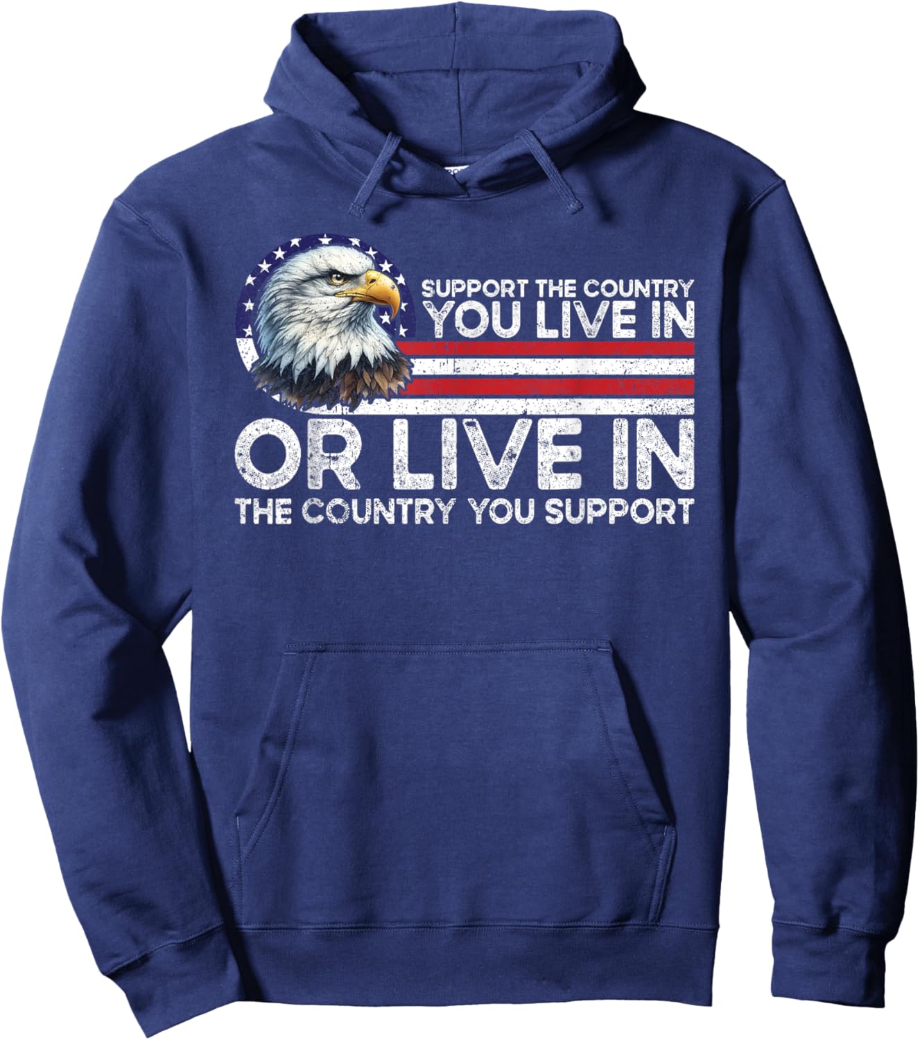 Support The Country You Live American USA Flag Vintage Hoodie - Hoodie | Navy