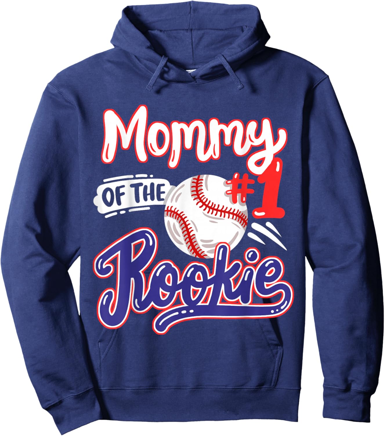Mommy of Rookie 1st Baseball Birthday Party Theme Matching Hoodie - Hoodie | Navy