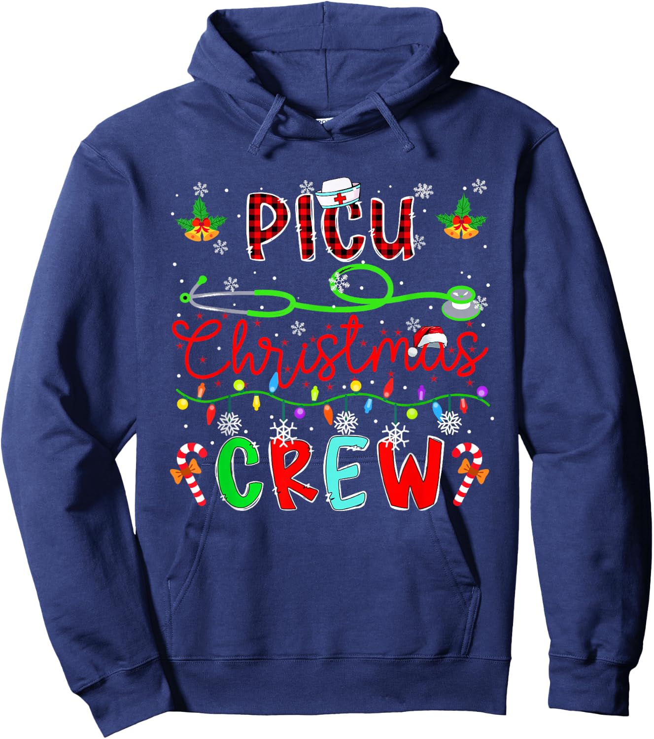 PICU Christmas Crew Matching Nusre Job Team Funny Parties Hoodie - Hoodie | Navy