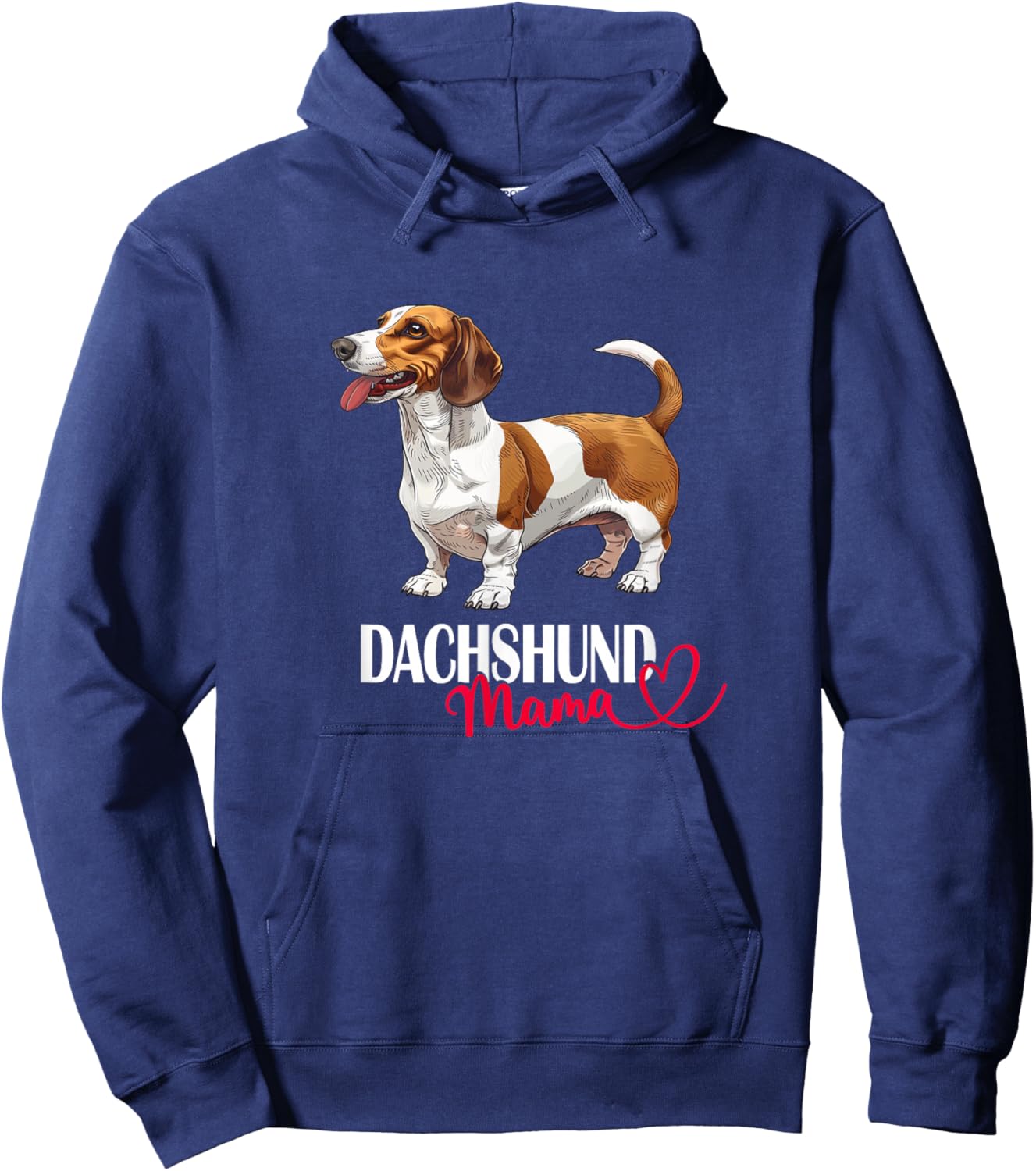 Girls Funny Brown Piebald Dachshund Mama Mom Lover Hoodie - Hoodie | Navy