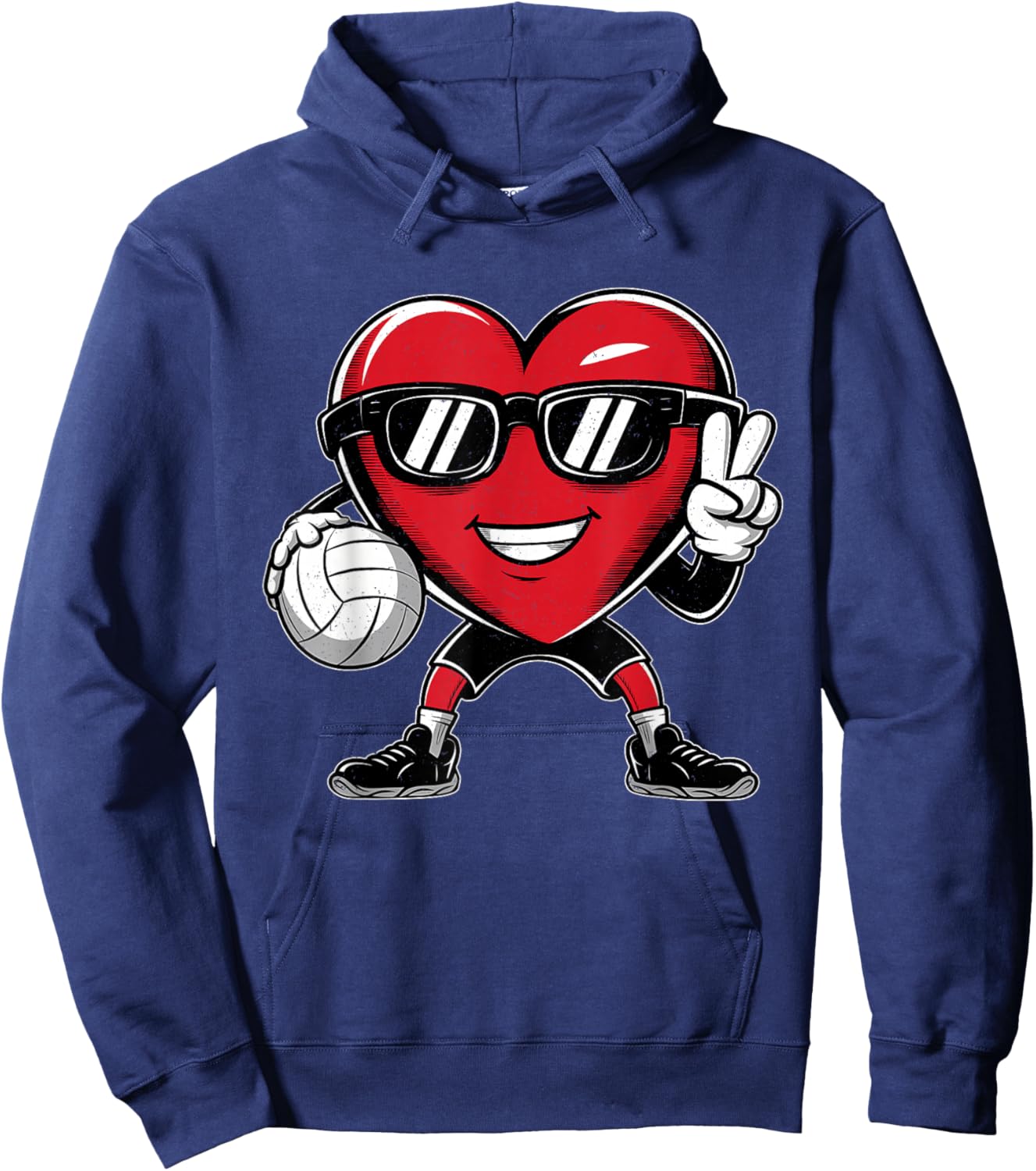 Heart Playing Volleyball Valentines Day Kids Boys Girls Hoodie - Hoodie | Navy