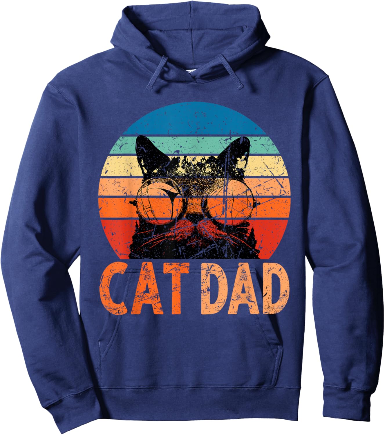 Cat Dad Shirt Daddy Funny Retro Cat Dad Men Father's Day Hoodie - Hoodie | Navy