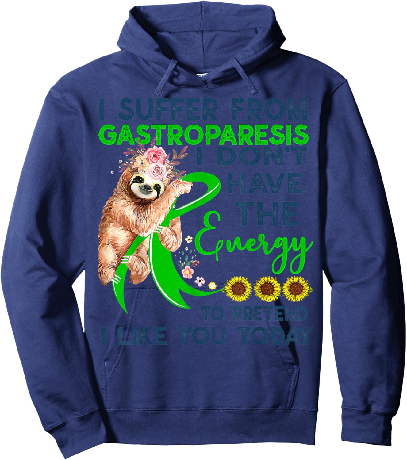 Gastroparesis sloth vintage awareness Shirt warrior support Hoodie - Hoodie | Navy