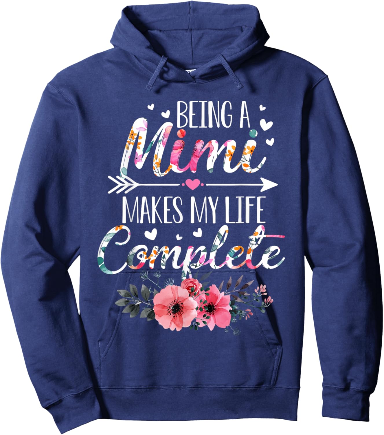 Being A Mimi Makes My Life Complete Announcement Grandparent Hoodie - Hoodie | Navy