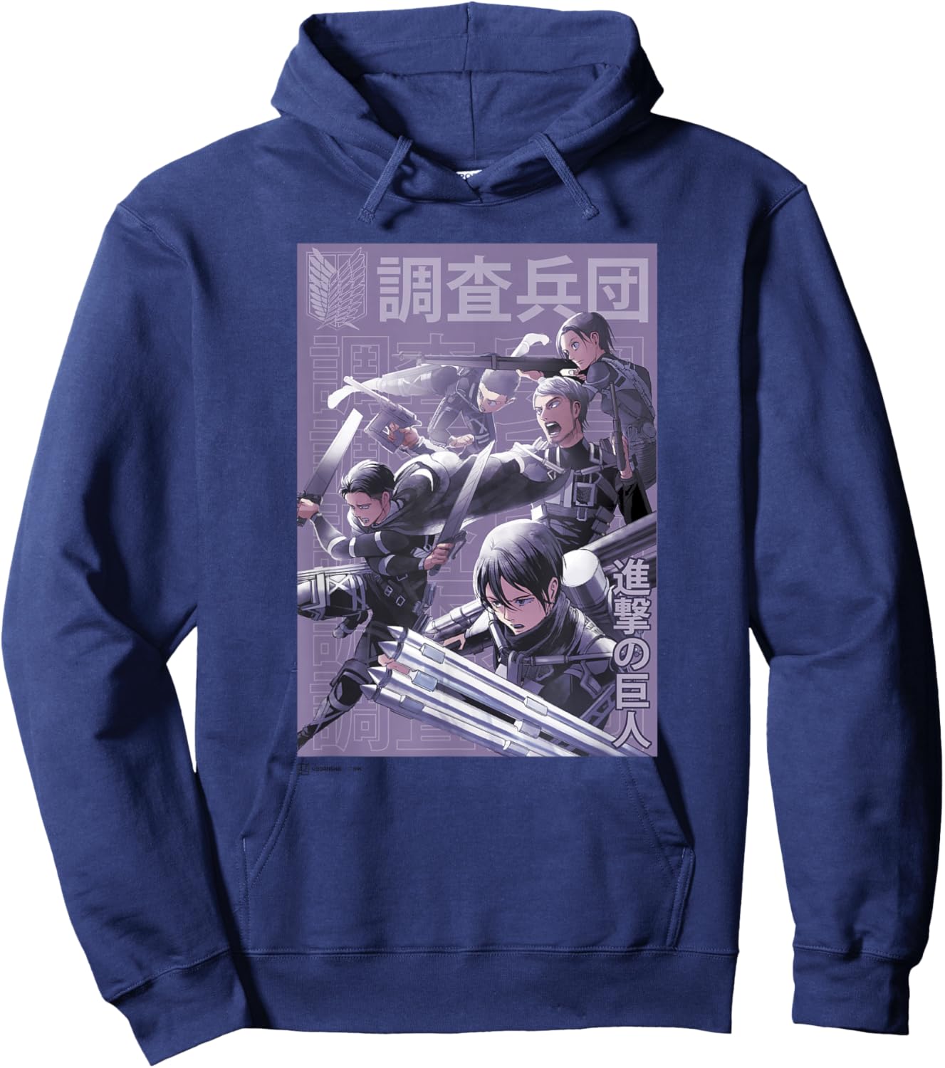 Attack on Titan Group Shot Scout Regiment Anime Epic Poster Hoodie - Hoodie | Navy