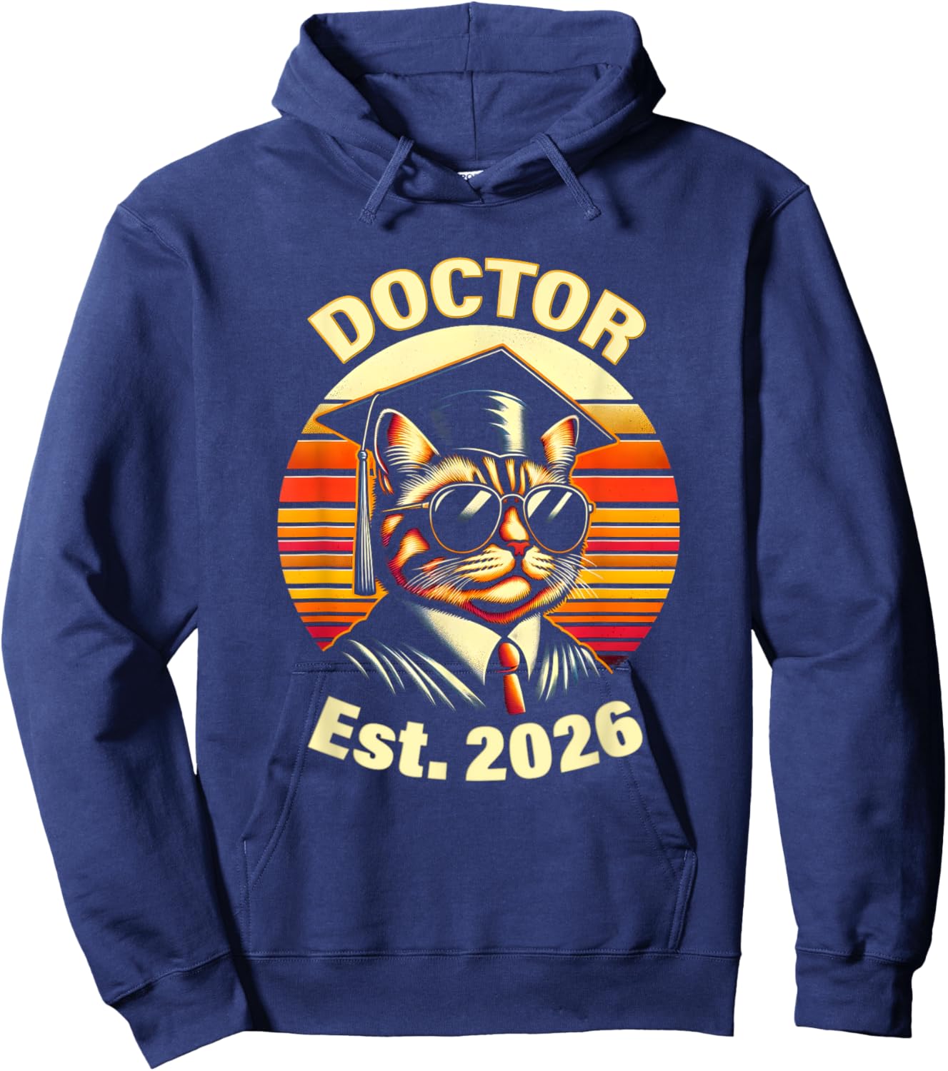 2026 Doctor Graduate PhD Degree for Doctorate with Cat Dr. Women Hoodie - Hoodie | Navy