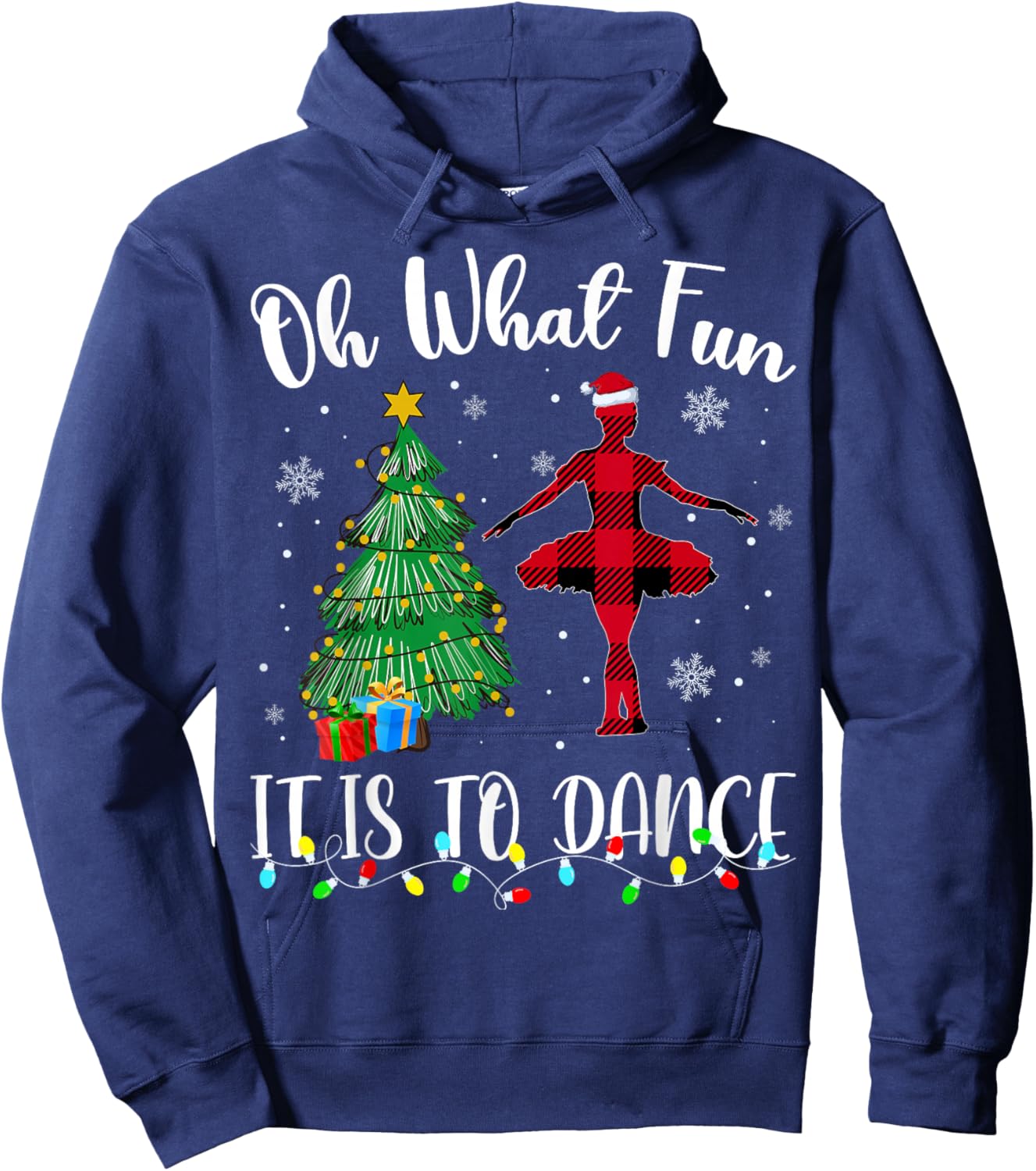 Oh What Fun It Is To Dance Plaid Christmas Dancing Hoodie - Hoodie | Navy