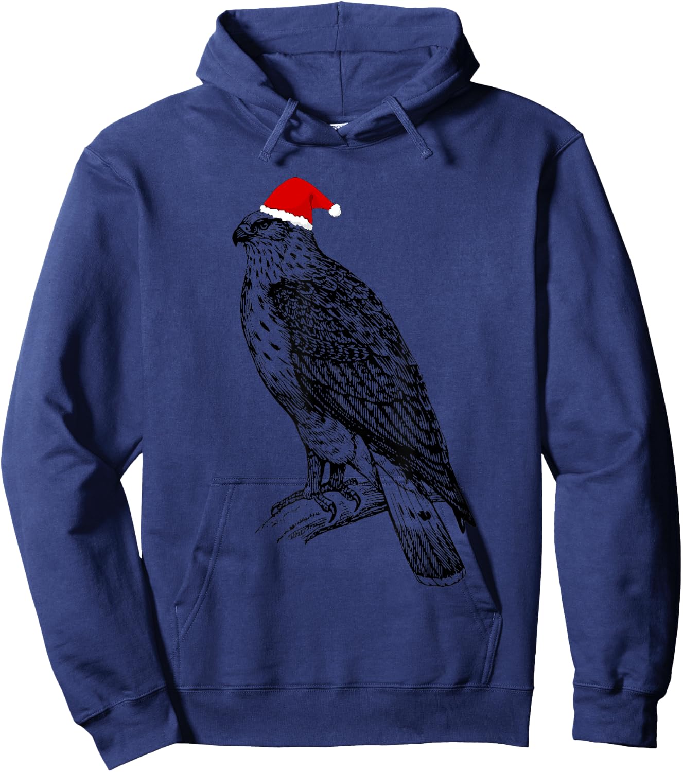 Christmas Hawk in Santa Hat Ornithology Hawk Bird Hoodie - Hoodie | Navy