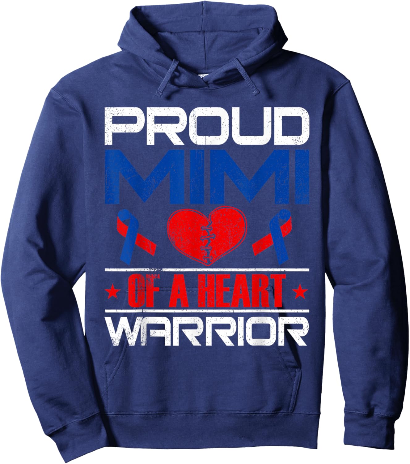 Mimi Of A Heart Warrior Congenital Heart Defect Awareness Hoodie - Hoodie | Navy