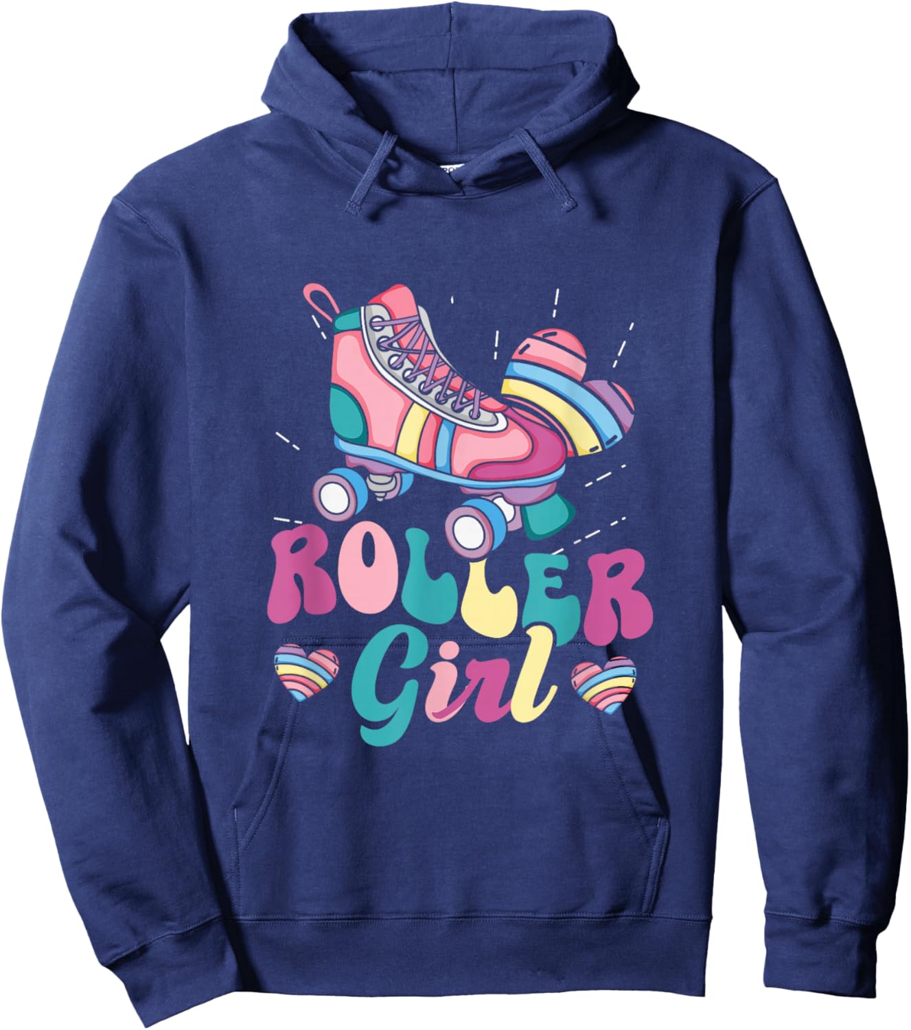 Roller Girl Skater Skating Retro Vintage 70s 80s 90s Skates Hoodie - Hoodie | Navy