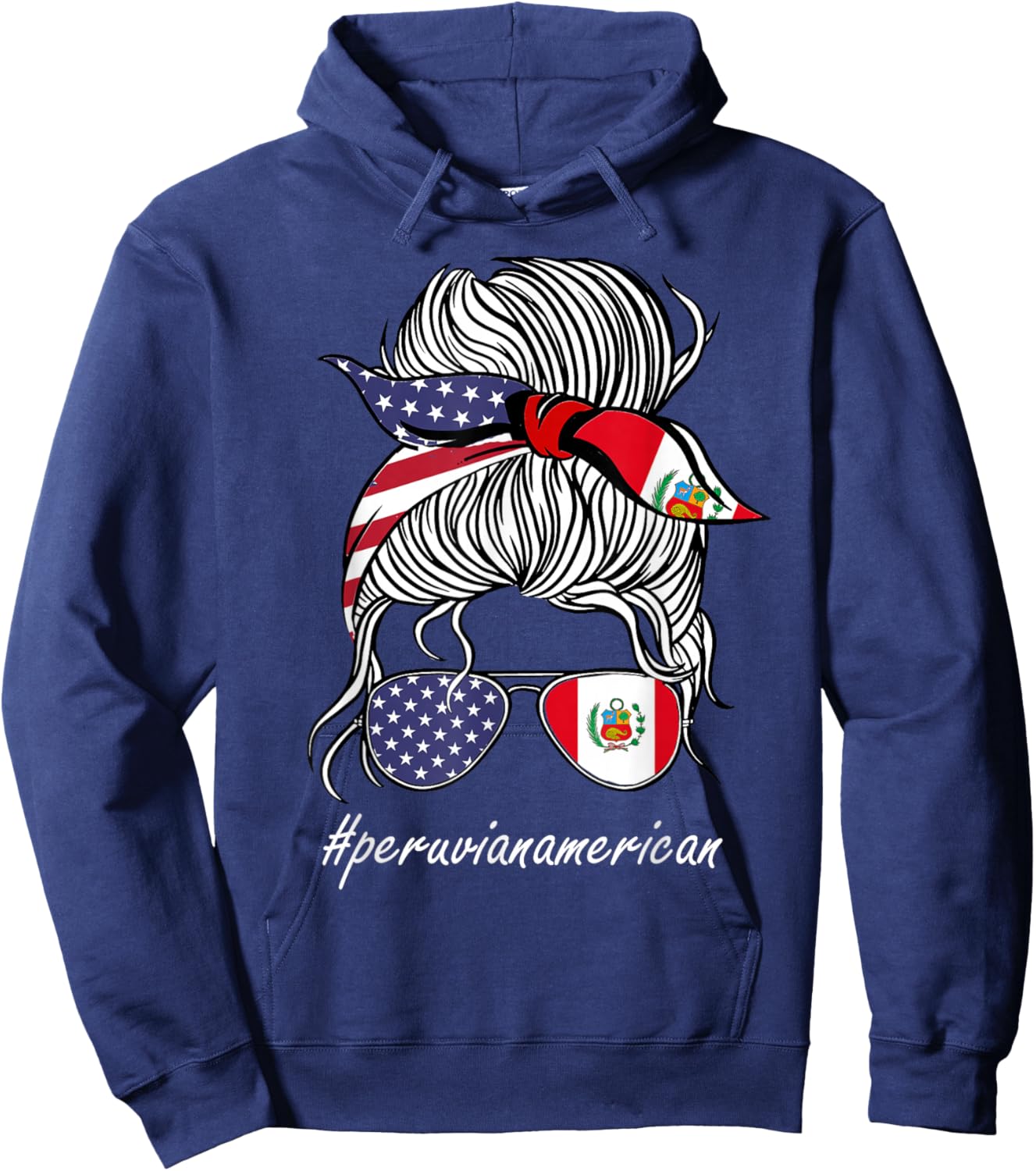 Peru Heritage American Grown Women Girl Peru Flag Hoodie - Hoodie | Navy