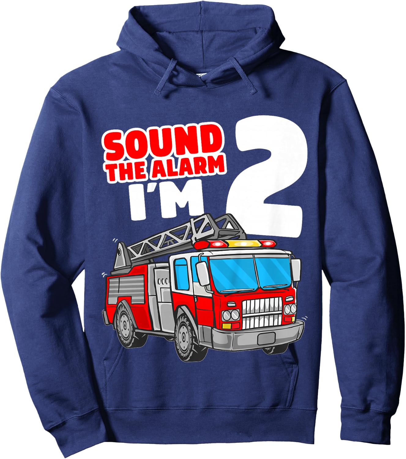 Kids Fire Truck 2 Year Old Firefighter 2nd Birthday Boy Toddler Hoodie - Hoodie | Navy