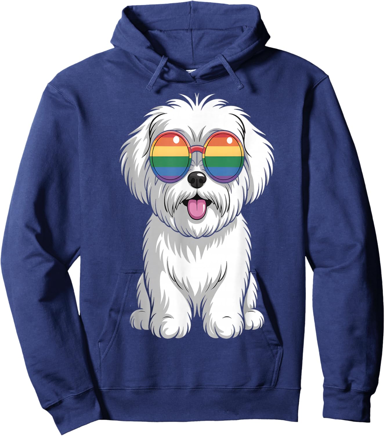 Maltese Dog LGBT Rainbow Pride Hoodie - Hoodie | Navy