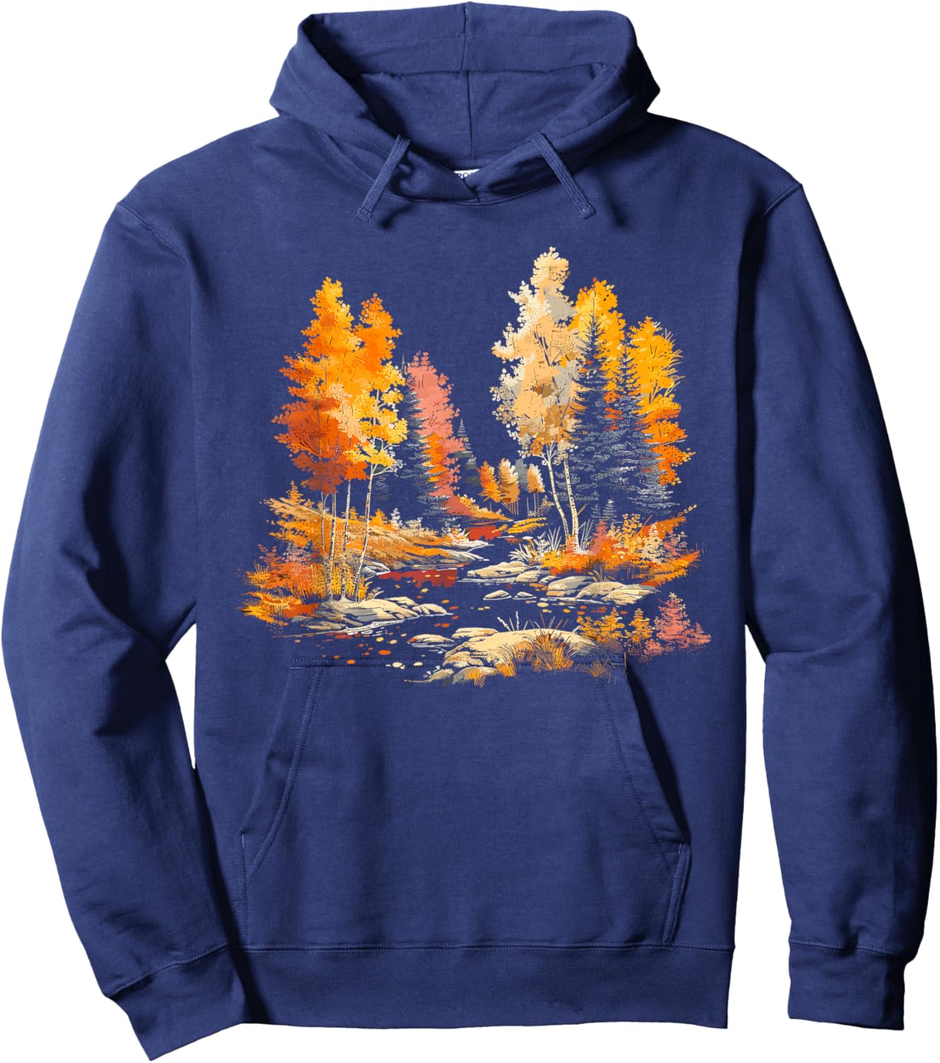 Colorful Forest, Trees and River, Natur Lover, Men, Women Hoodie - Hoodie | Navy
