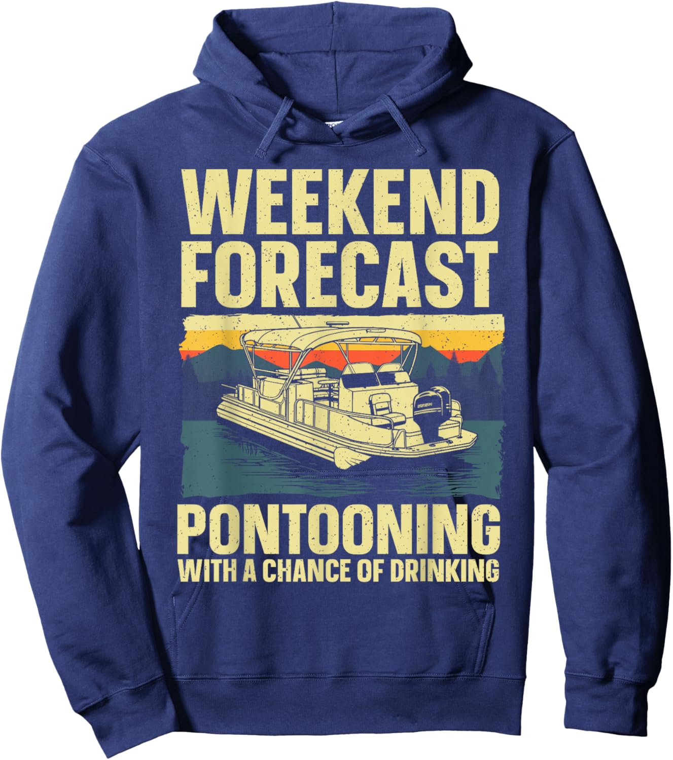 Funny Pontoon Boat Art Women Lake Boating Captain Hoodie - Hoodie | Navy