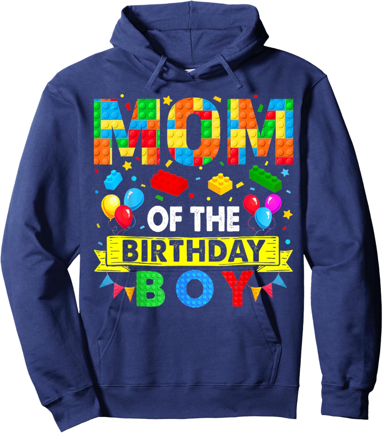 Mom Of The Birthday Boy Master Builder Blocks Toy Building Hoodie - Hoodie | Navy