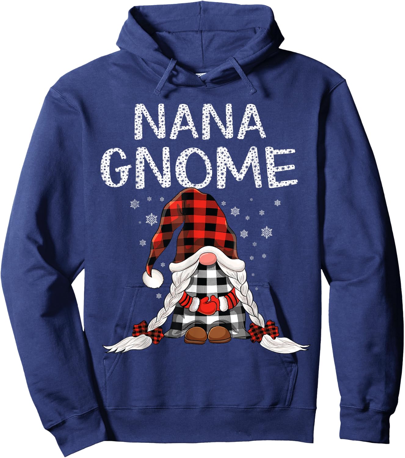 Cute nana Gnomes check red Plaid pattern Christmas Gnome Hoodie - Hoodie | Navy