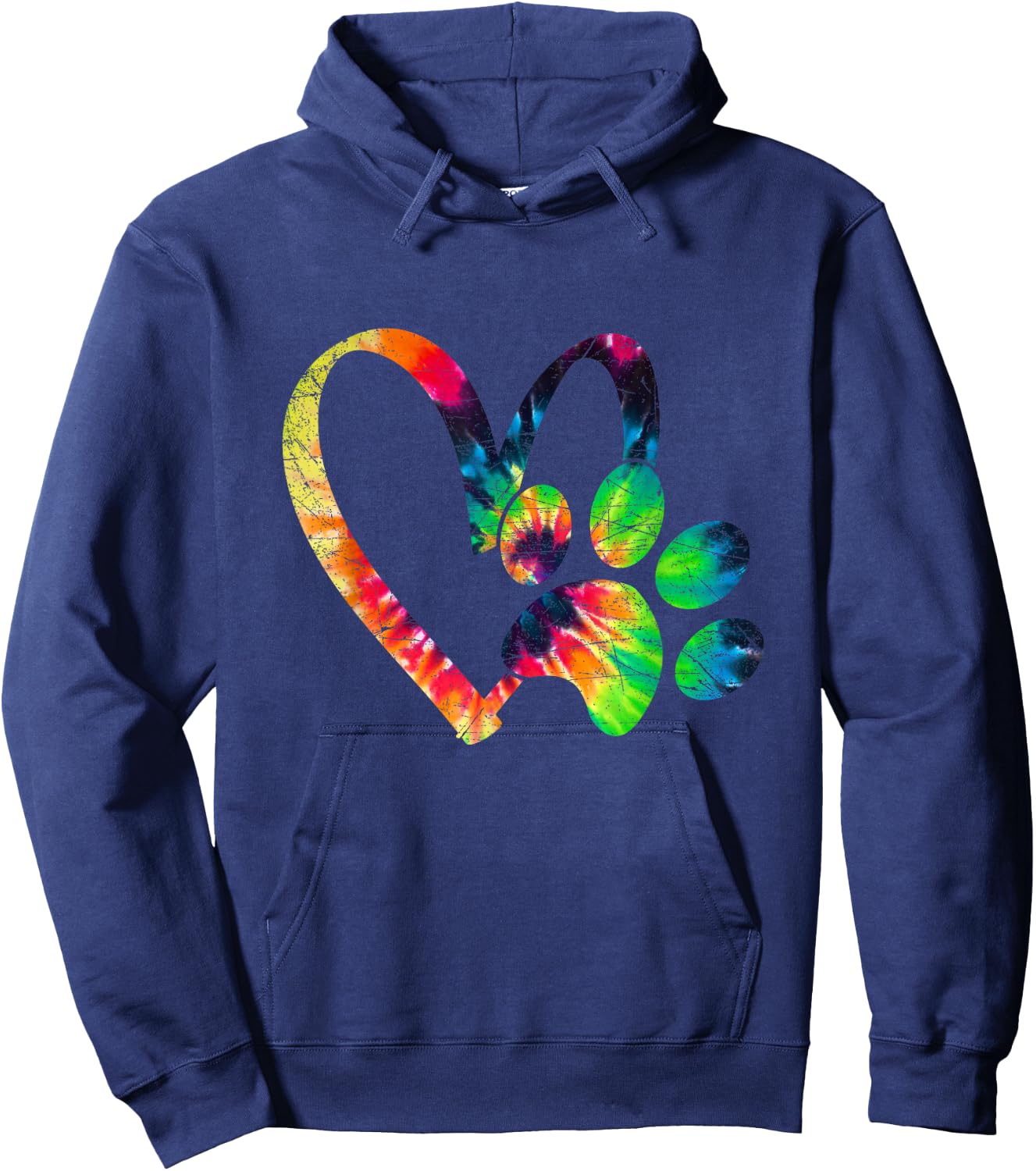 Tie Dye Love Dog Paw Print Animal Paw Dog Lover Hoodie - Hoodie | Navy