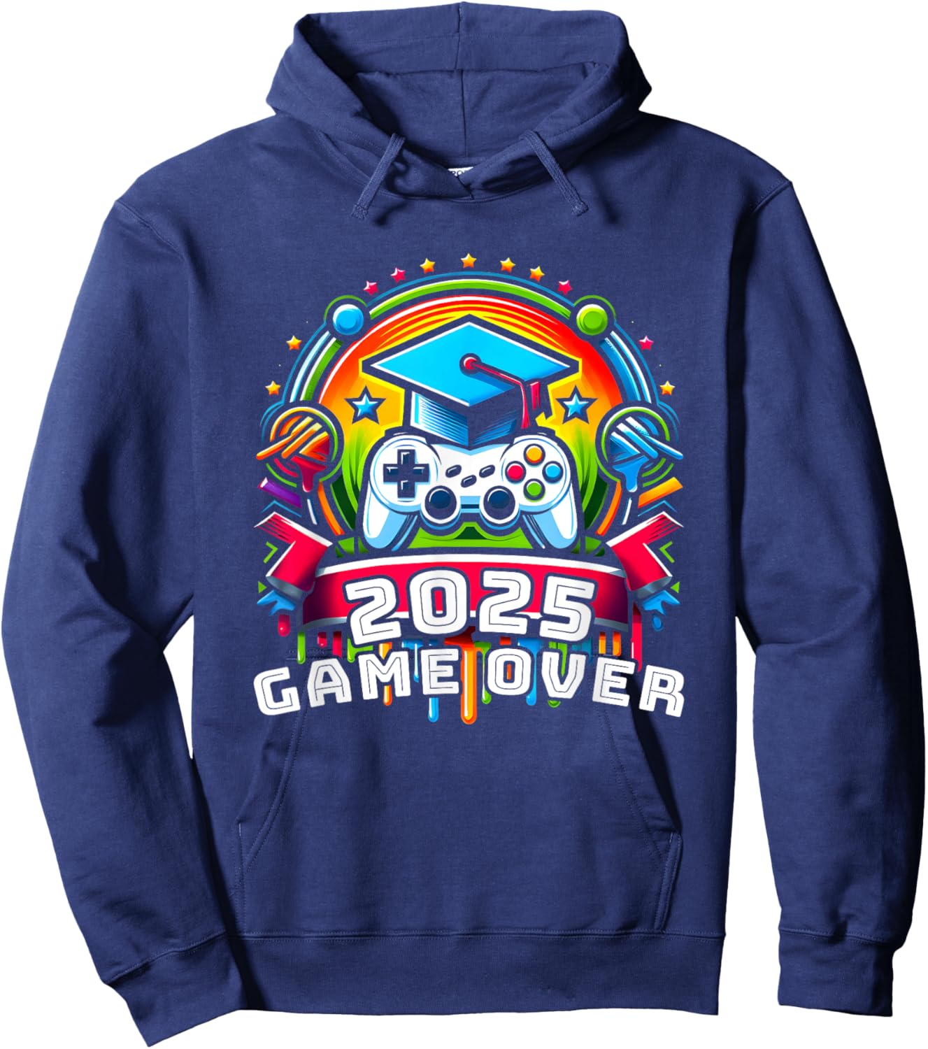 Game Over Class Of 2025 Shirt Students Funny 2025 Graduation Hoodie - Hoodie | Navy