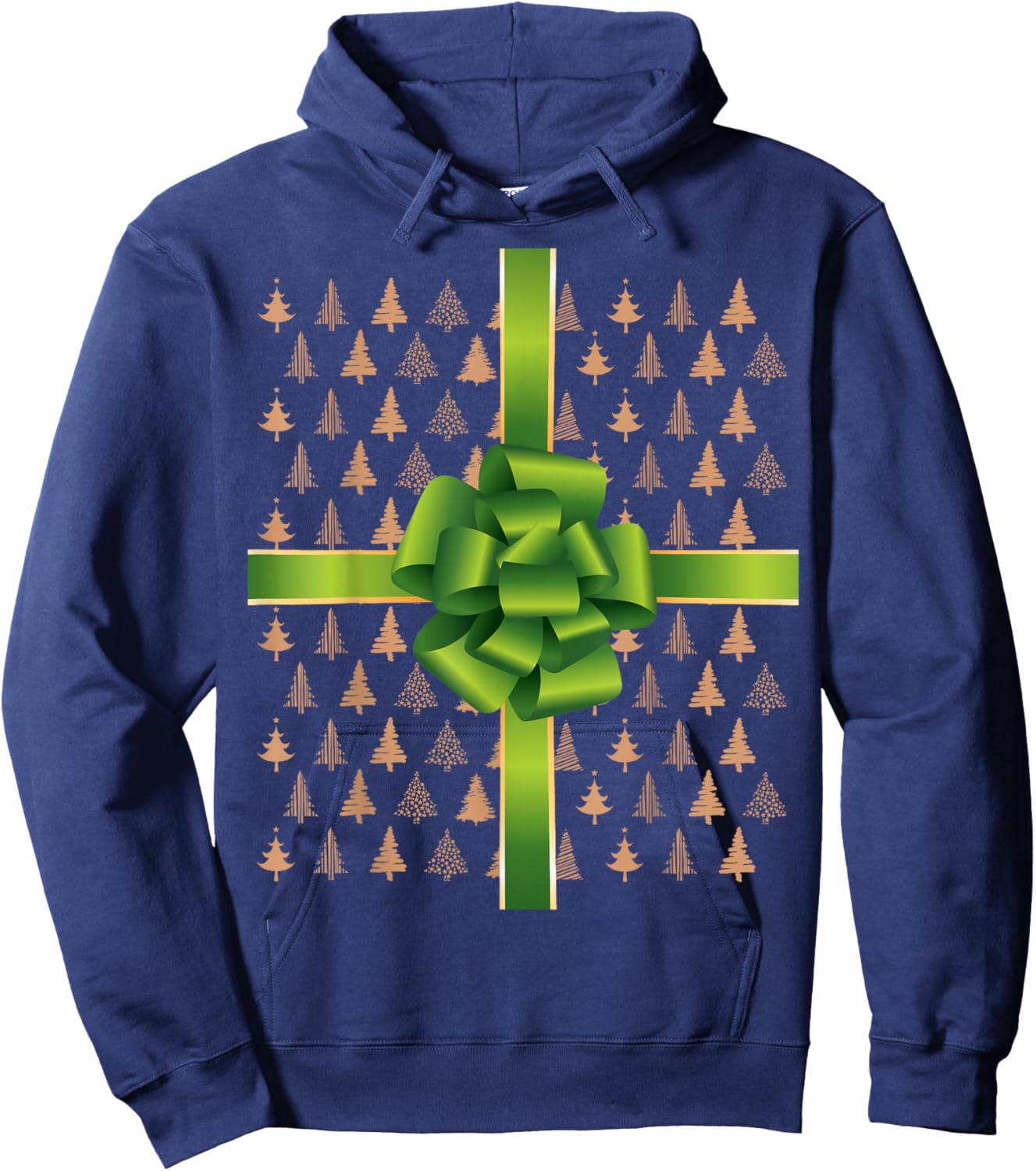 Pretend I'm A Present Green Christmas Bow Kids Hoodie - Hoodie | Navy