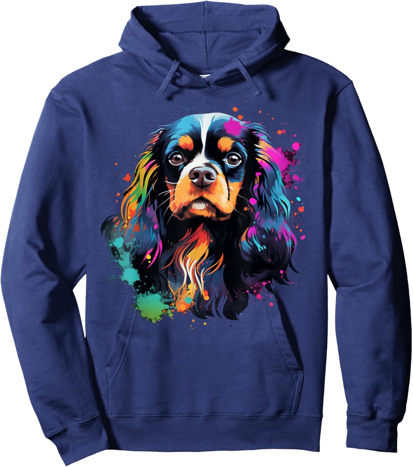 Cute painted Cavalier King Charles Spaniel Hoodie - Hoodie | Navy