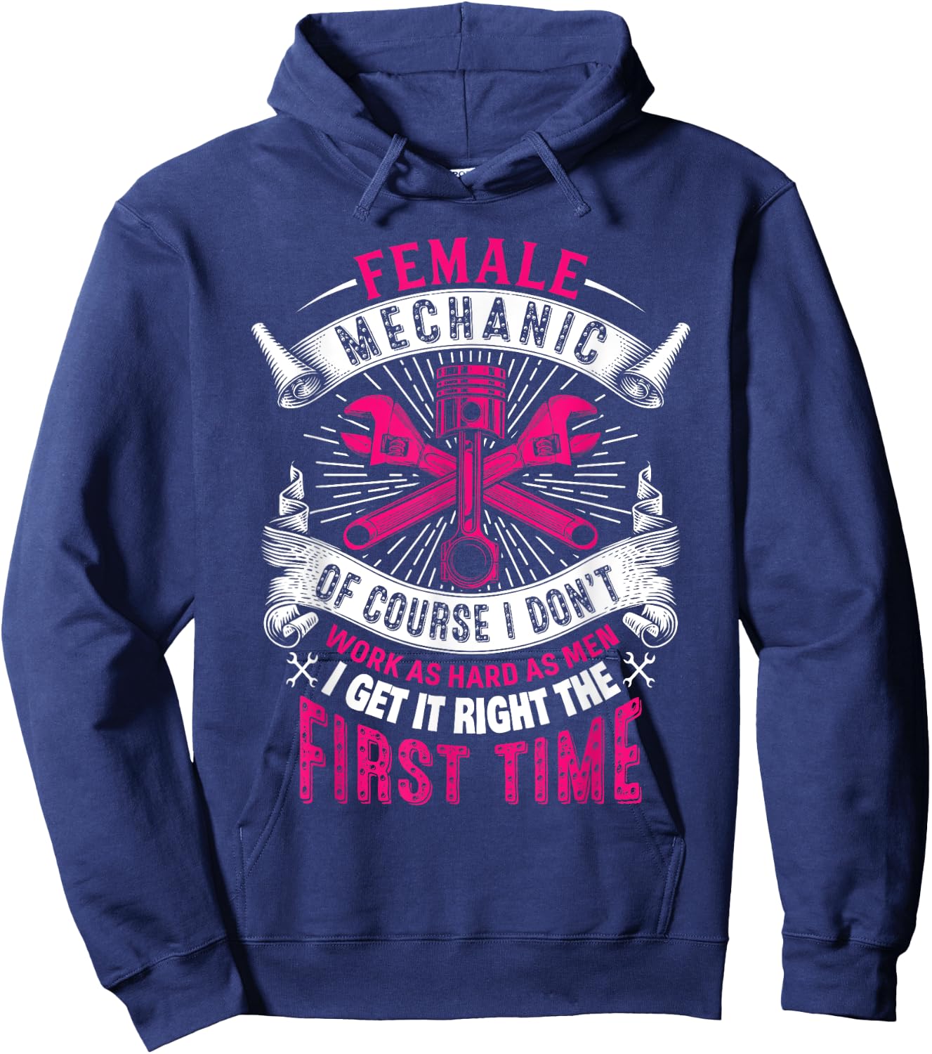 Female Mechanic Girl Car Repair Funny Hoodie - Hoodie | Navy