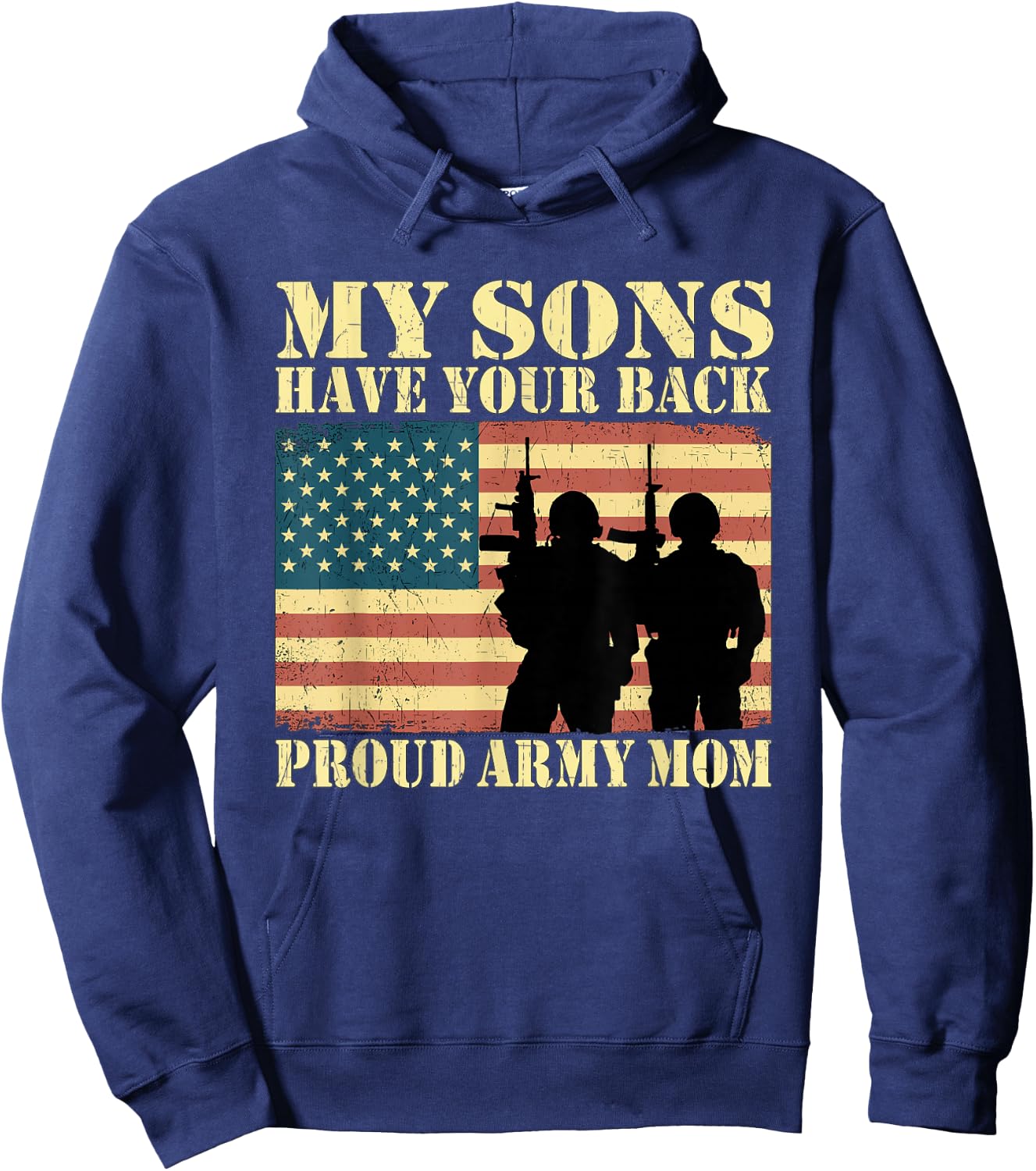 My Two Sons Have Your Back Proud Army Mom Military Mother Hoodie - Hoodie | Navy