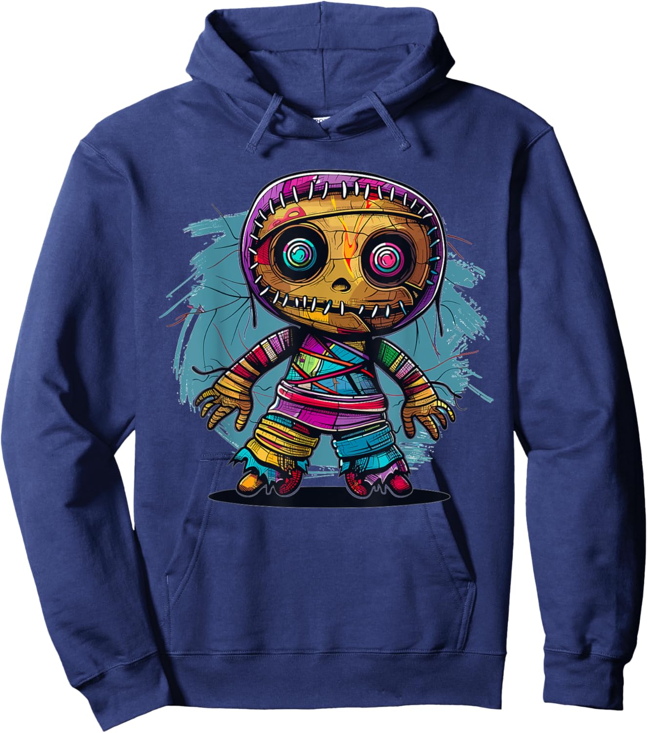 Cartoon Voodoo Doll Art I Kids Voodoo Doll Colorful Voodoo Doll Hoodie - Hoodie | Navy