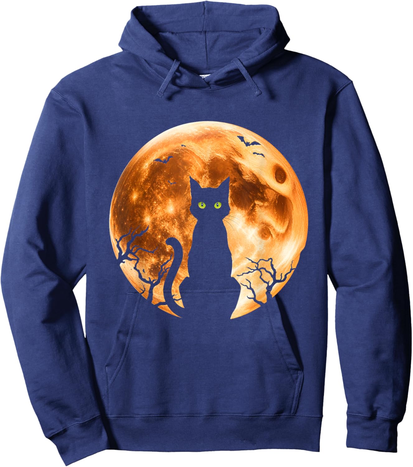 Halloween Cat Moon Black Cat Night Bat Hoodie - Hoodie | Navy