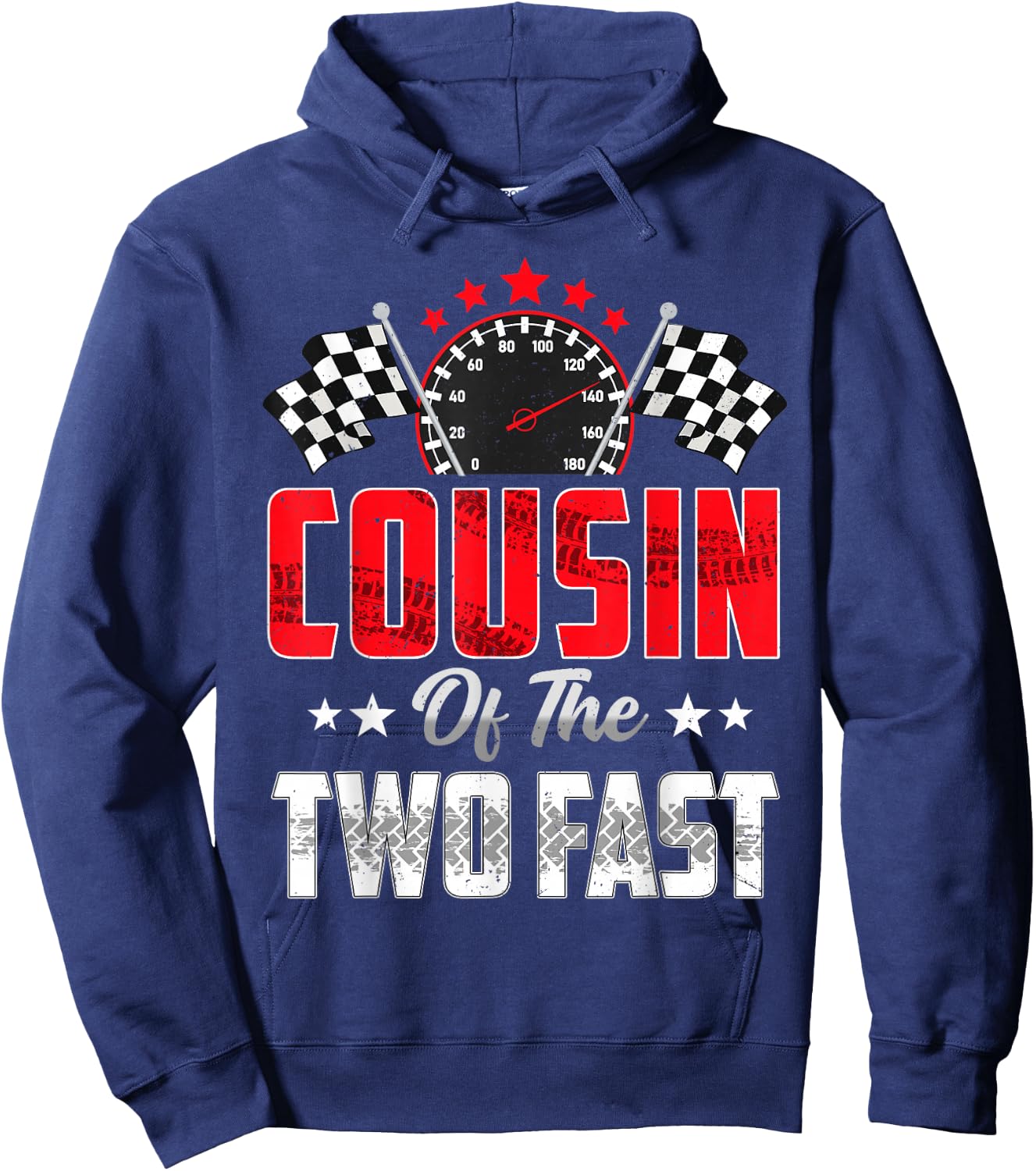 Cousin of The Two Fast 2nd Birthday Racing Car Family Hoodie - Hoodie | Navy
