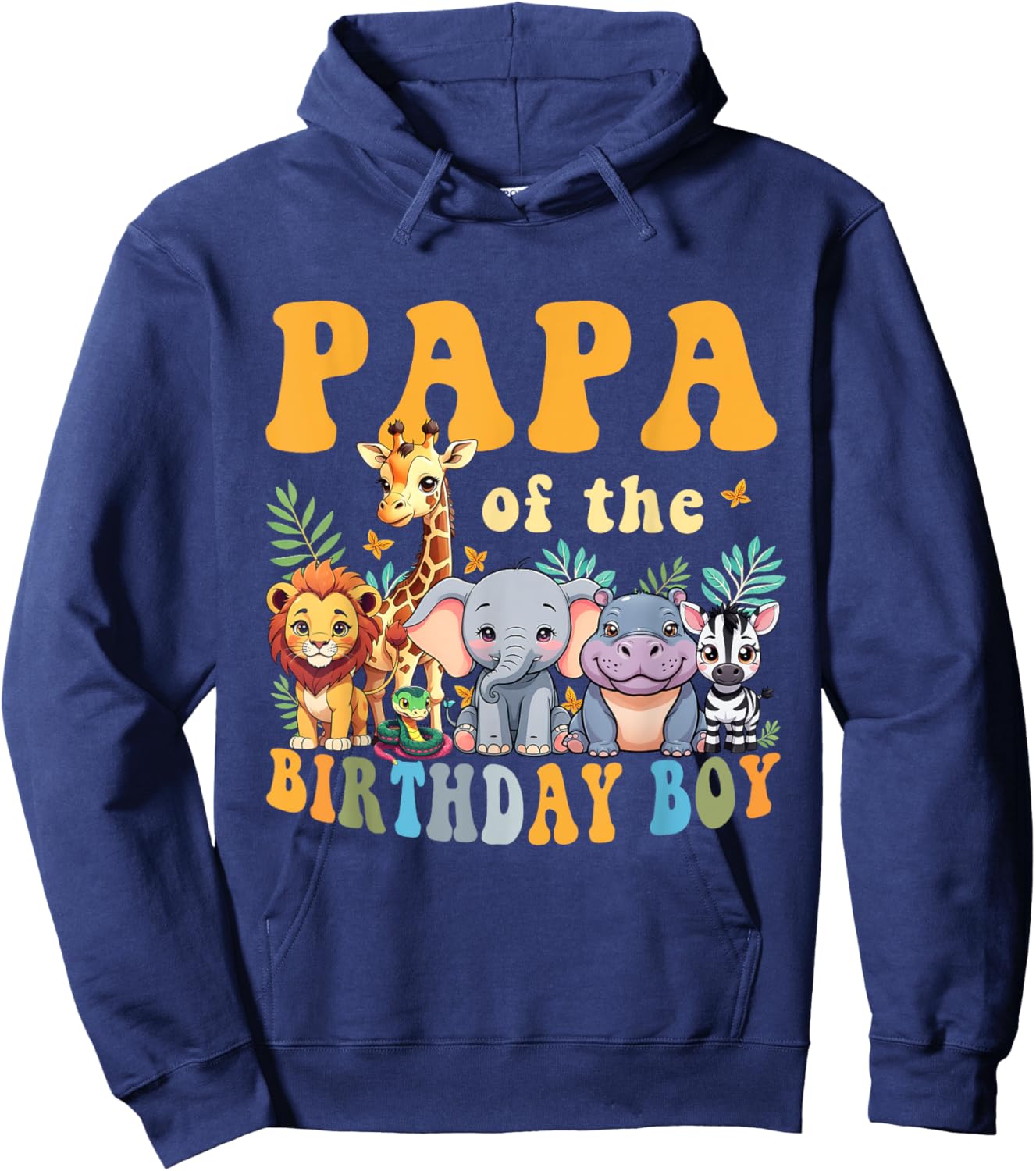 Papa of the Birthday Boy Kids Safari Jungle Animal Matching Hoodie - Hoodie | Navy