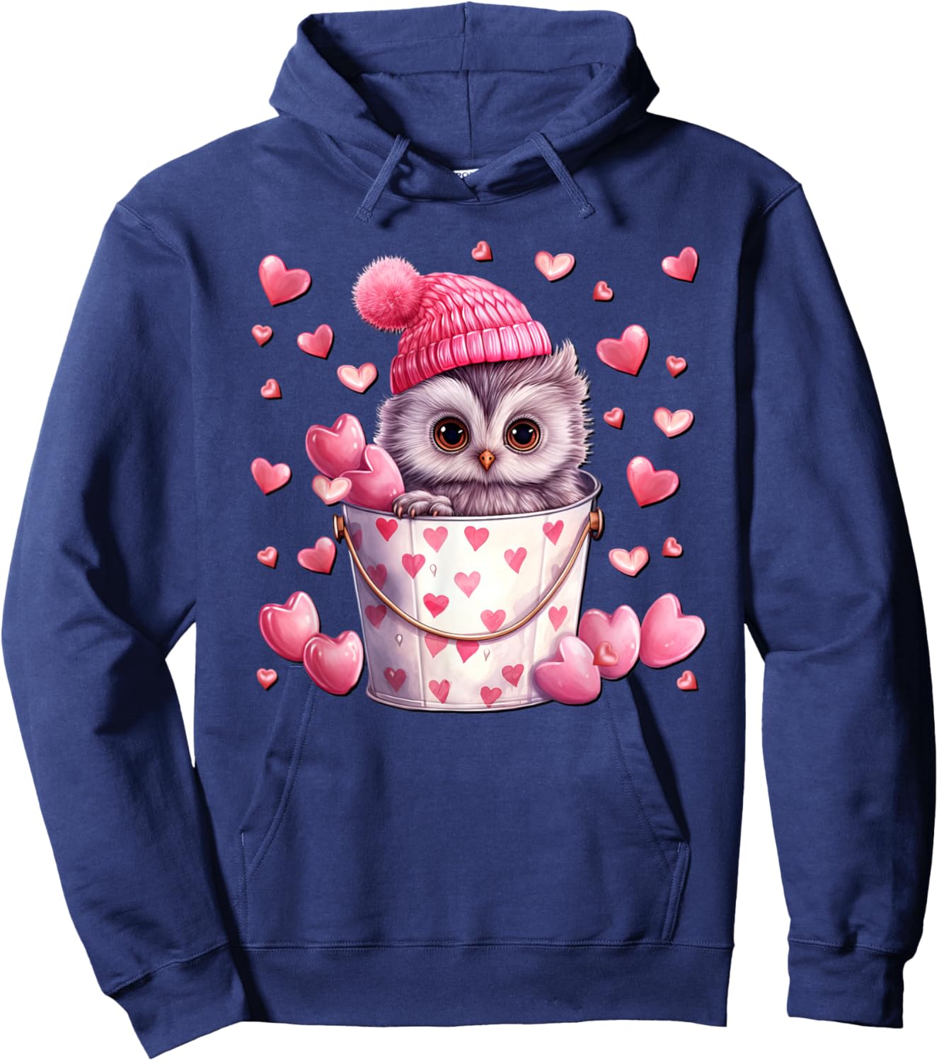 Cute Owl Love Graphic And Valentine Animal Lovers Hoodie - Hoodie | Navy
