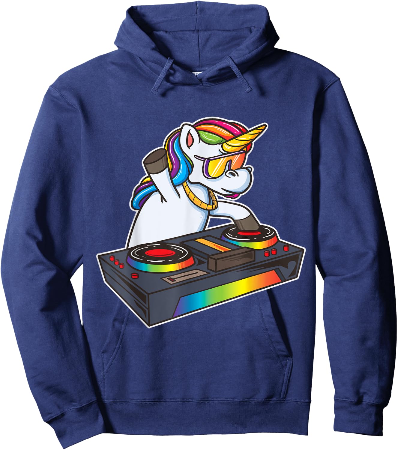 Unicorn DJ Party Club Disk Jockey Shirt EDM Dance Club Gift Hoodie - Hoodie | Navy