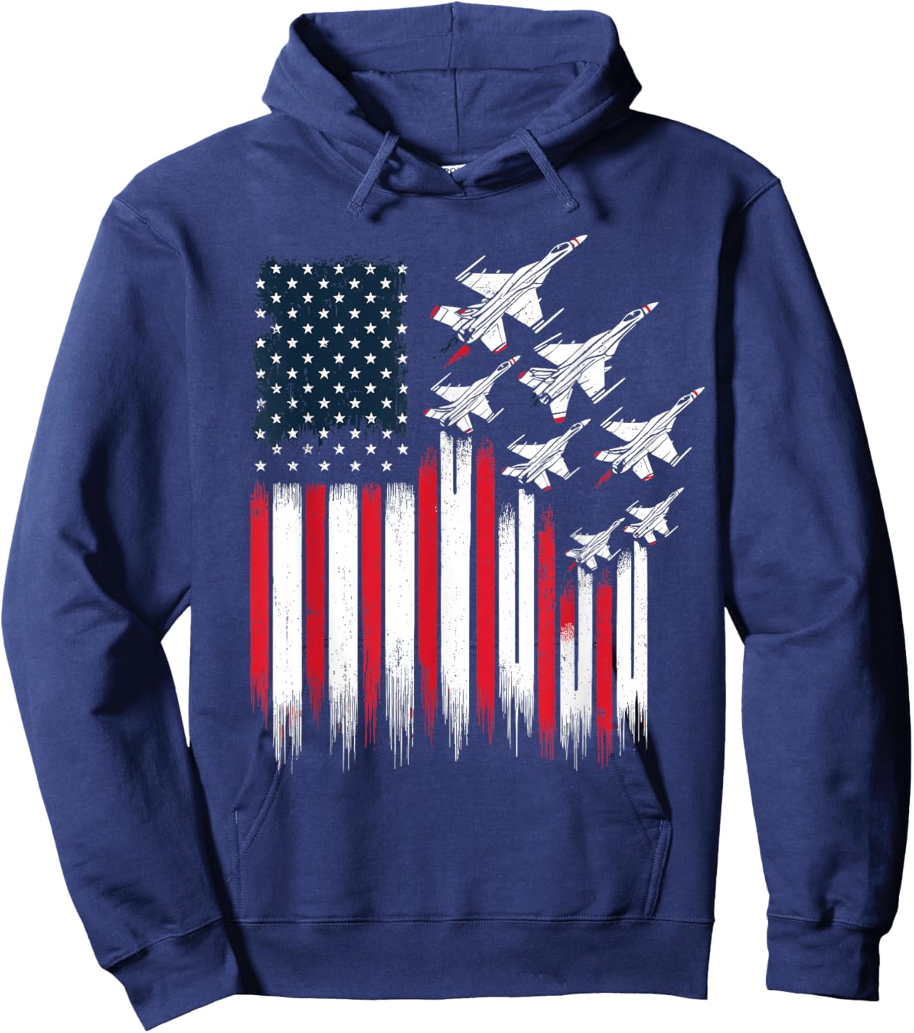 Patriotic Fighter Jets USA Flag 4th of July Jets Lover Hoodie - Hoodie | Navy