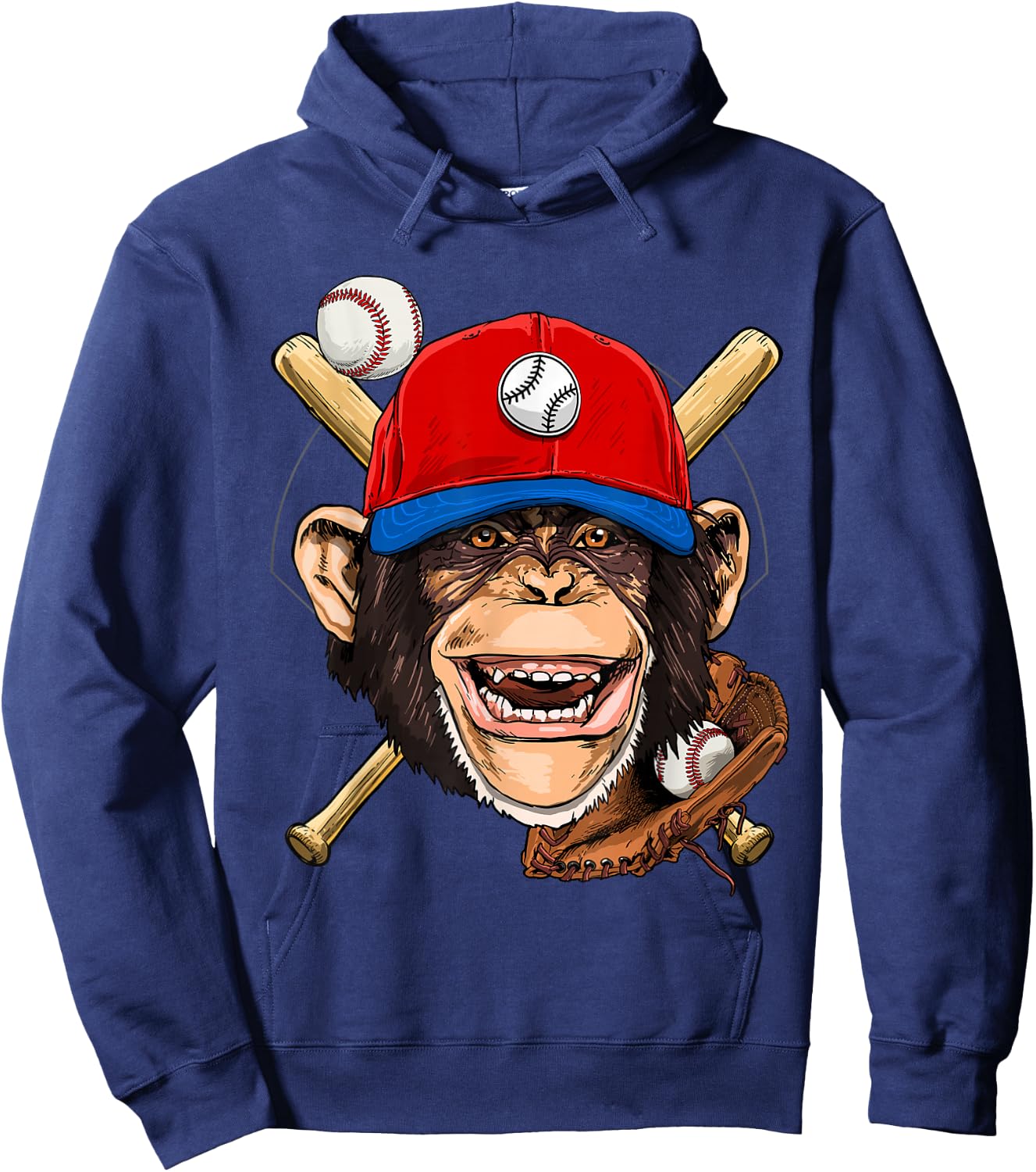 Monkey Baseball Monkey Lovers Baseball Player Hoodie - Hoodie | Navy