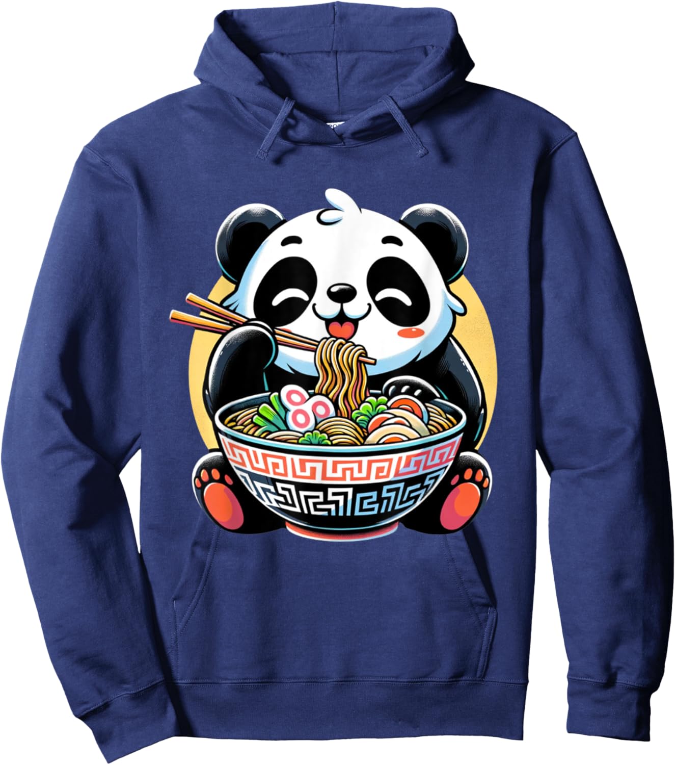 Panda Bear Eating Ramen Noodles Anime Japanese Kawaii Hoodie - Hoodie | Navy