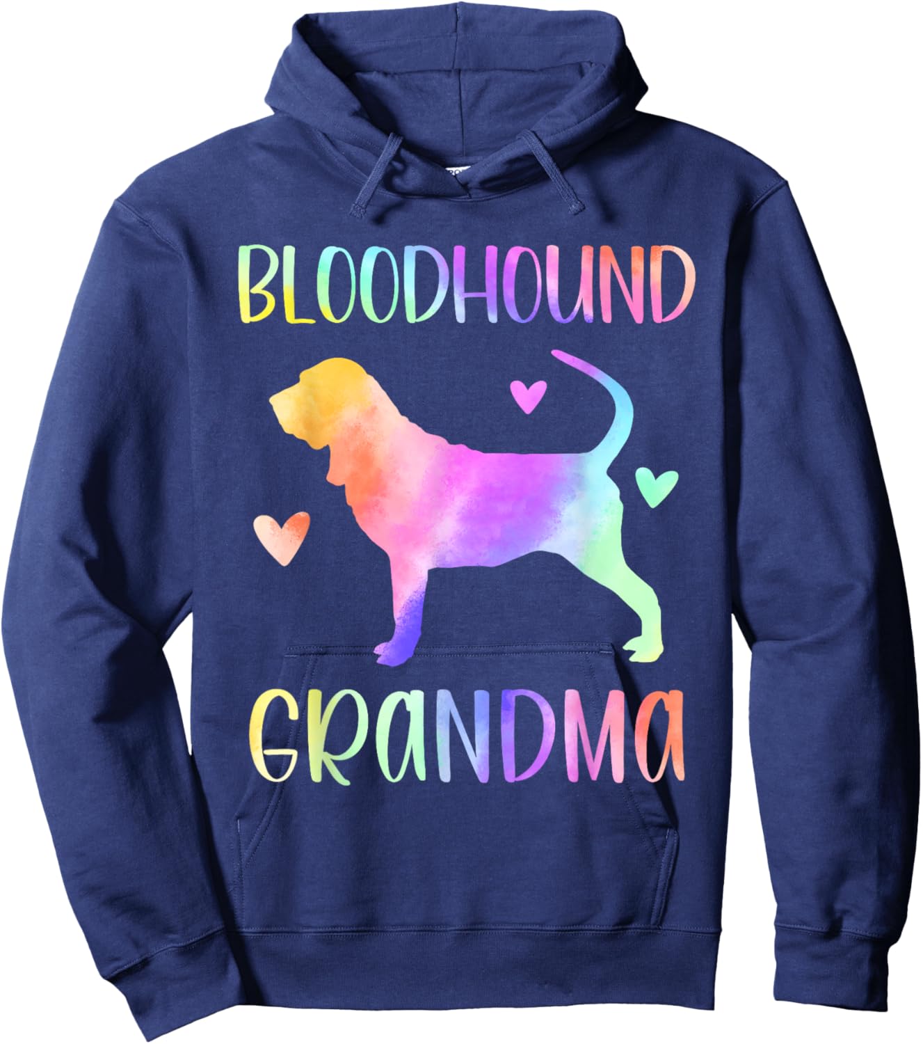 Bloodhound Grandma Blood Hound Nana Rainbow Watercolor Hoodie - Hoodie | Navy