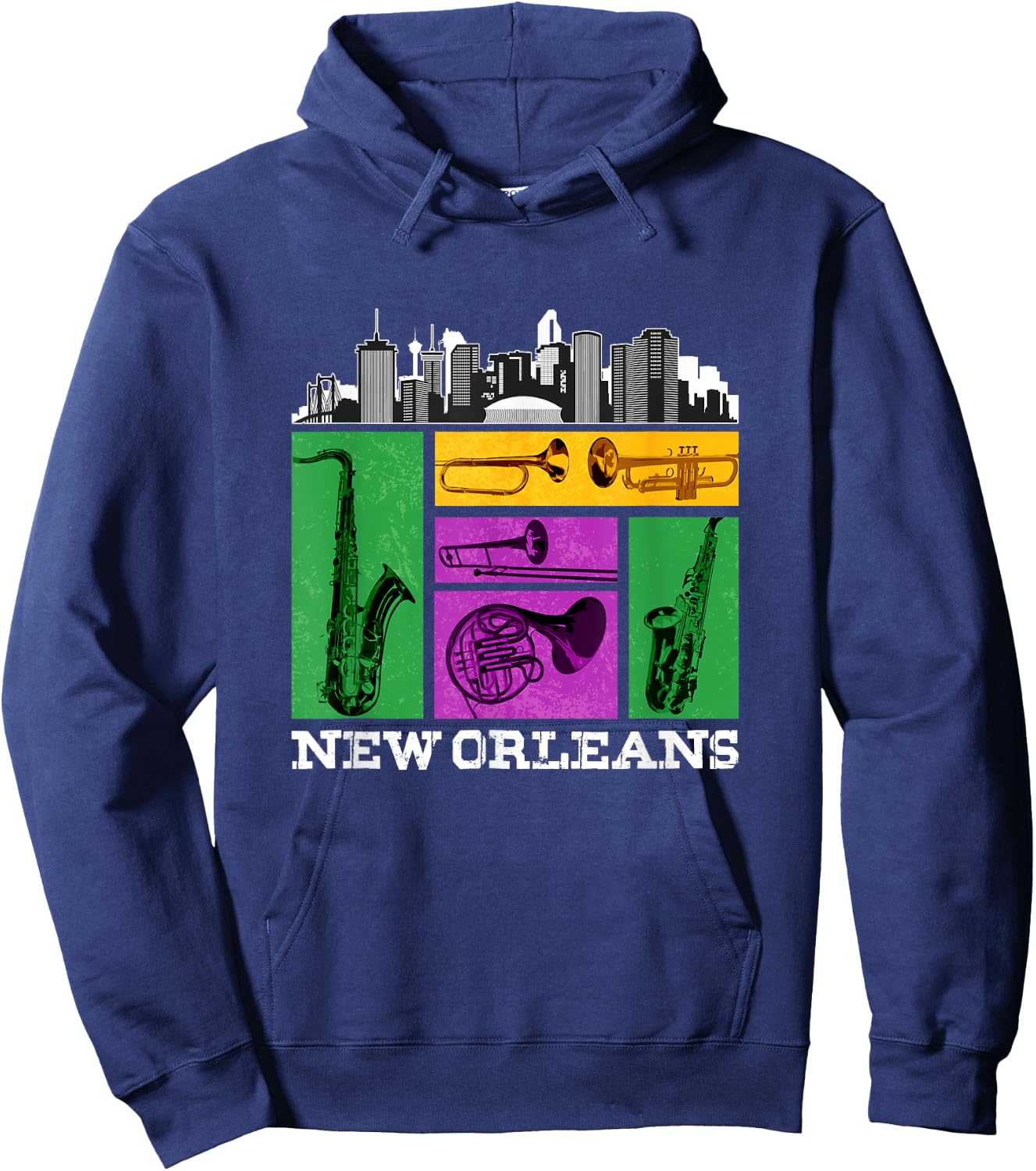 New Orleans, NOLA and the Big Easy Men, Women and Kids Music Hoodie - Hoodie | Navy