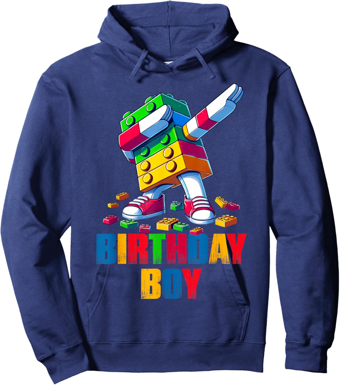 Birthday Boy Dabbing Master Builder Blocks Bricks B Day Hoodie - Hoodie | Navy