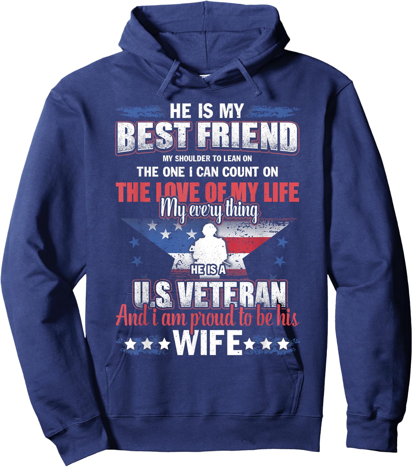 He Is A US Veteran And I'm Proud To Be His Wife Hoodie - Hoodie | Navy
