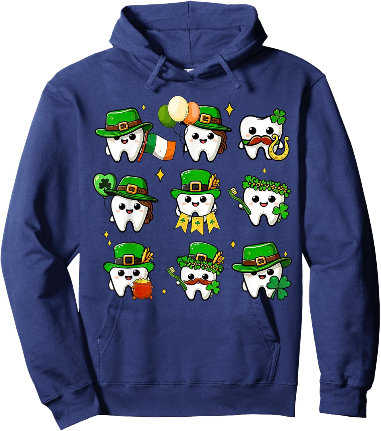 Dental Teeth St Patrick's Day Irish Dentist Shamrock Hoodie - Hoodie | Navy