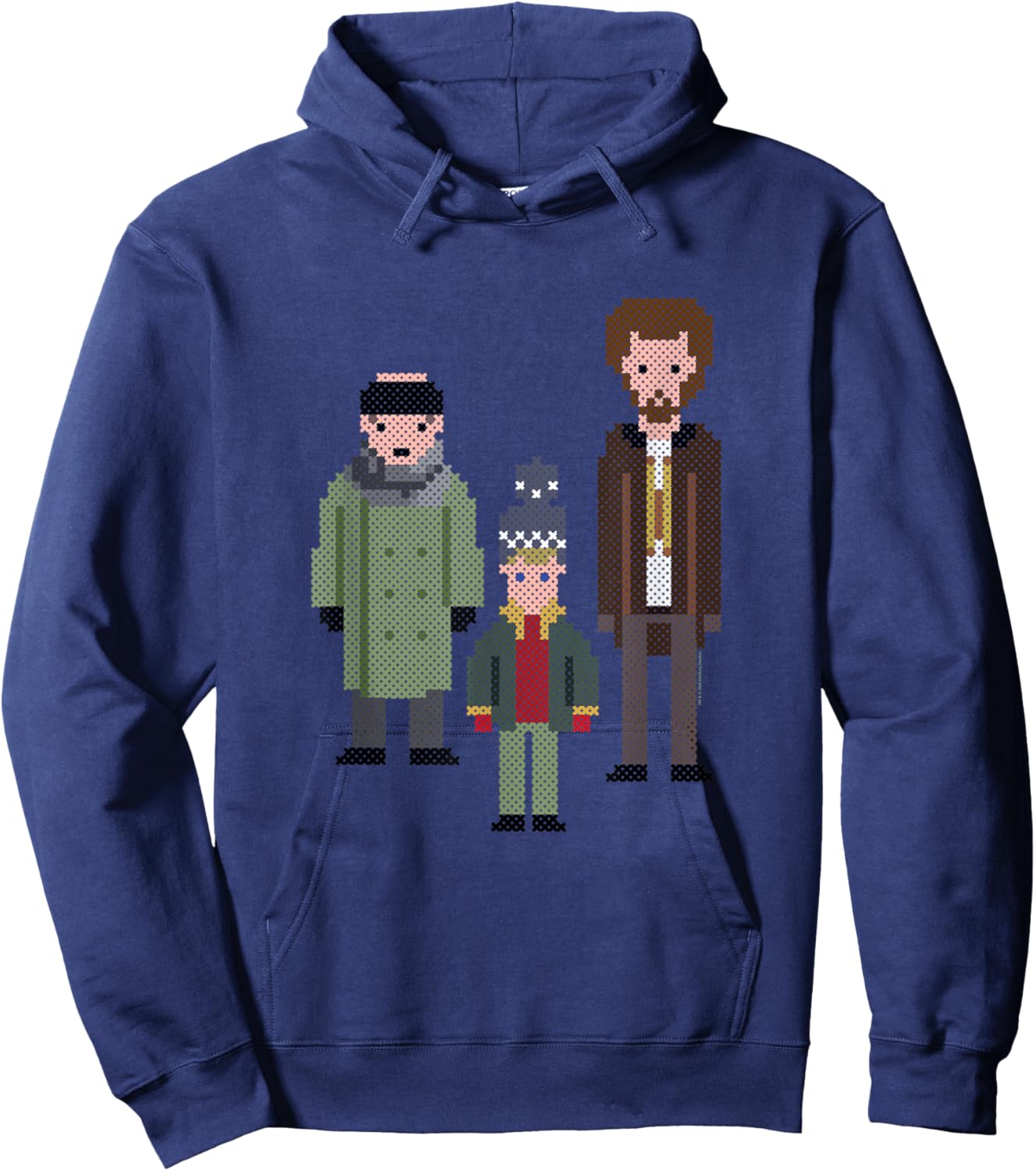 Home Alone Kevin and The Wet Bandits Cross-Stitch Pattern Hoodie - Hoodie | Navy