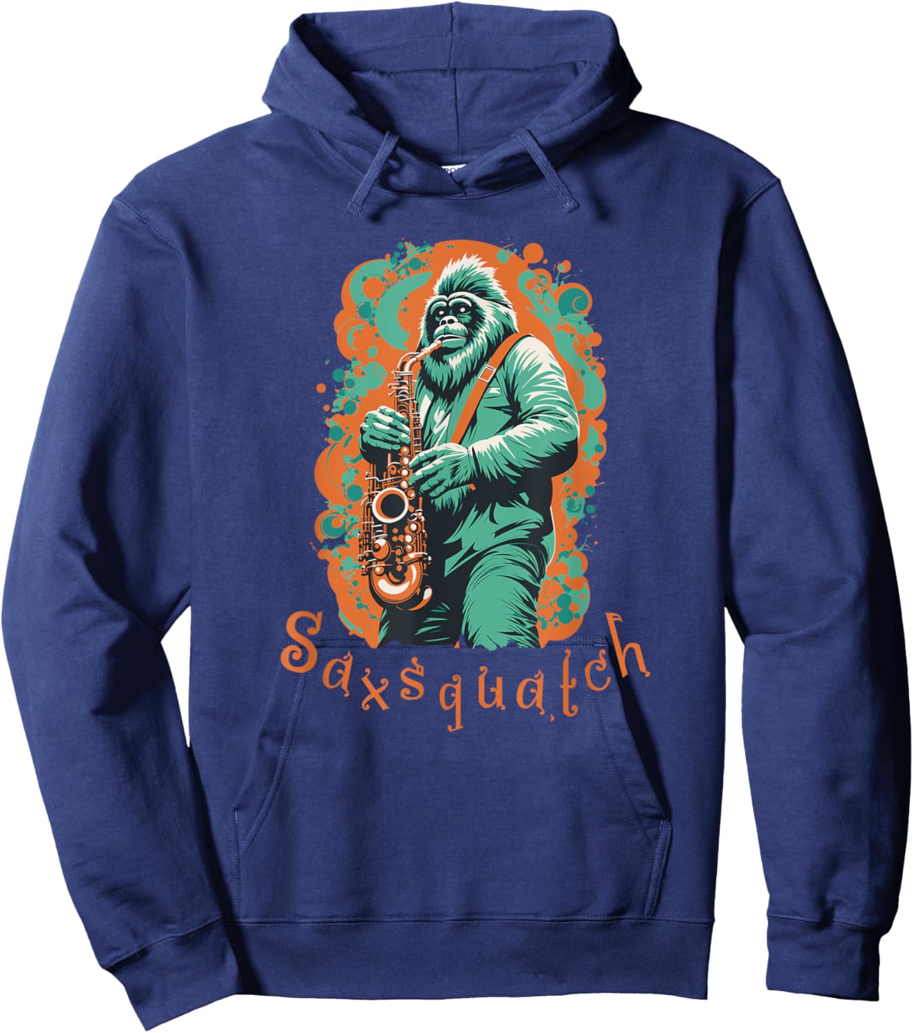 Saxsquatch Bigfoot Saxophone Player Hoodie - Hoodie | Navy