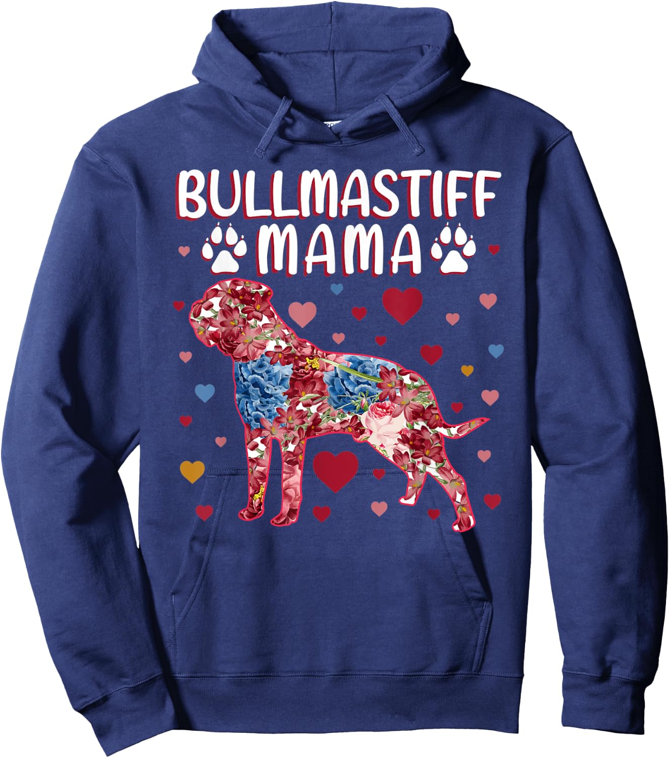 Flowers Bullmastiff Mama Hoodie - Hoodie | Navy