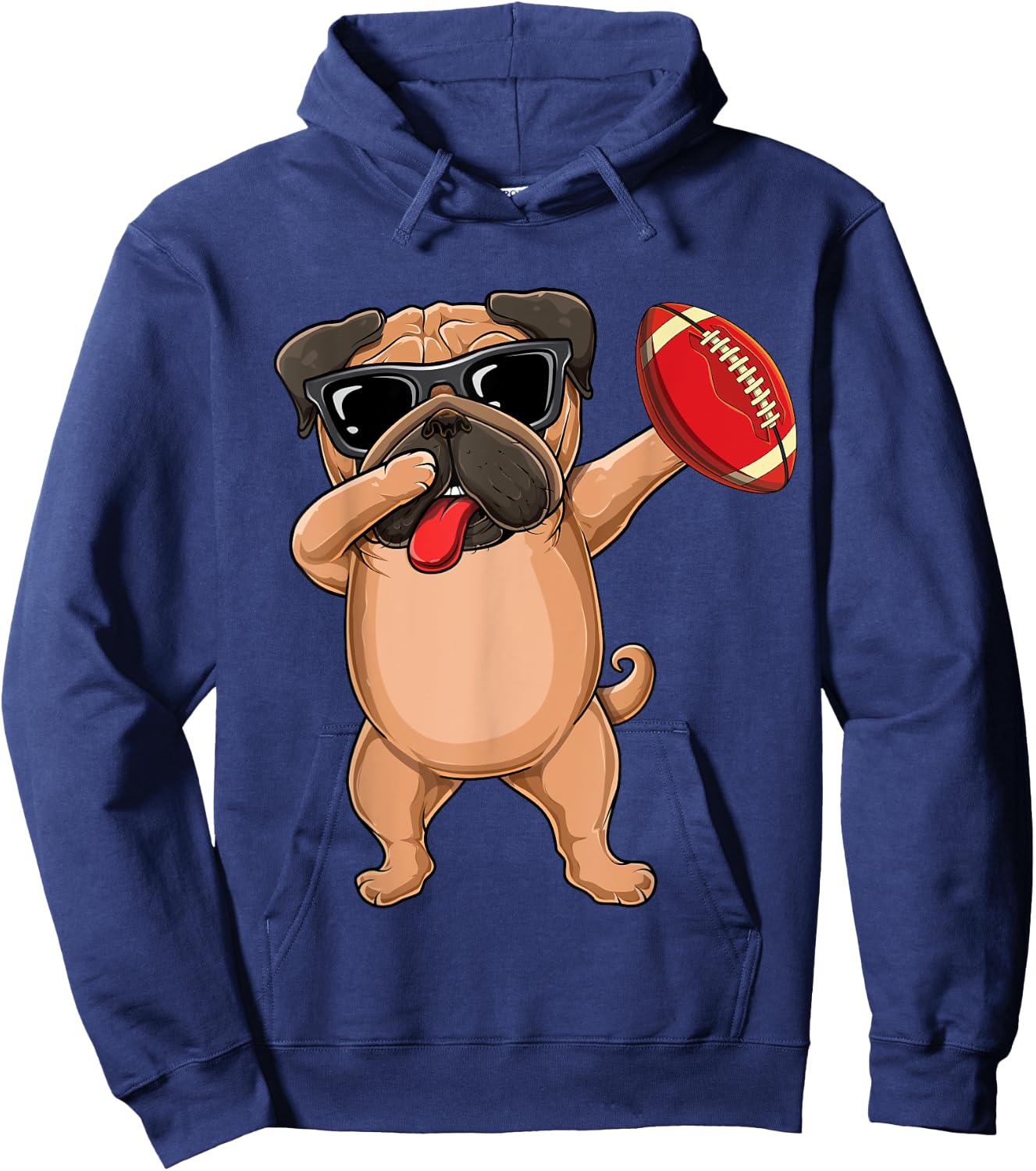 Dabbing Cute football sunglasses Pug dog- Pet lover & dab Hoodie - Hoodie | Navy